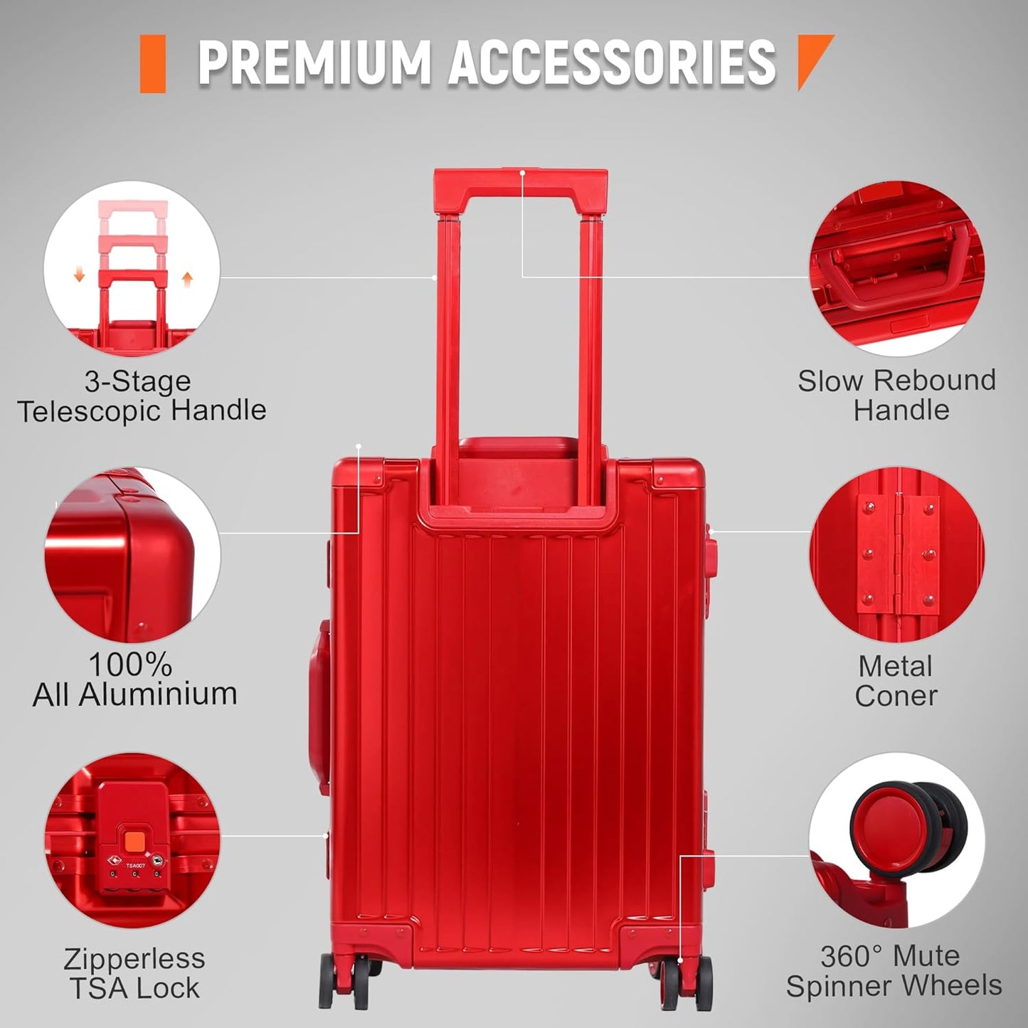 UrbanExplorer All Aluminum Carry On Luggage 22x14x9 Airline Approved Heavy Duty Hard Shell