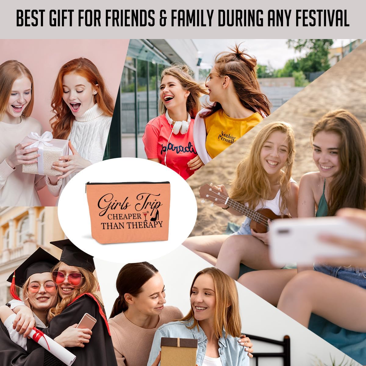 4 PCS Girls Weekend Gifts Girls Trip Gifts Favors Girls Trip Makeup Bag Girls Trip Bag for Women Girls Weekend Gifts Ideas for Sister Weekender Bag for Women Cosmetic Bag Holiday Vacation Christmas