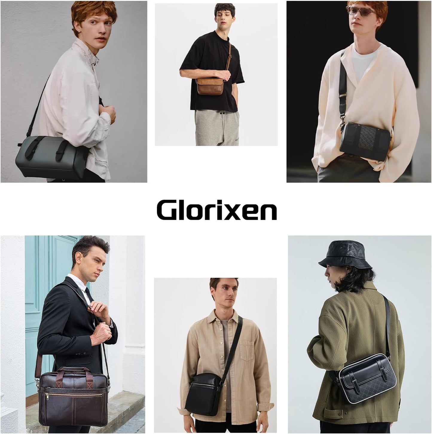 Men's Genuine Leather Crossbody Sling Bag, Small Chest Shoulder Messenger Bag with Adjustable Strap