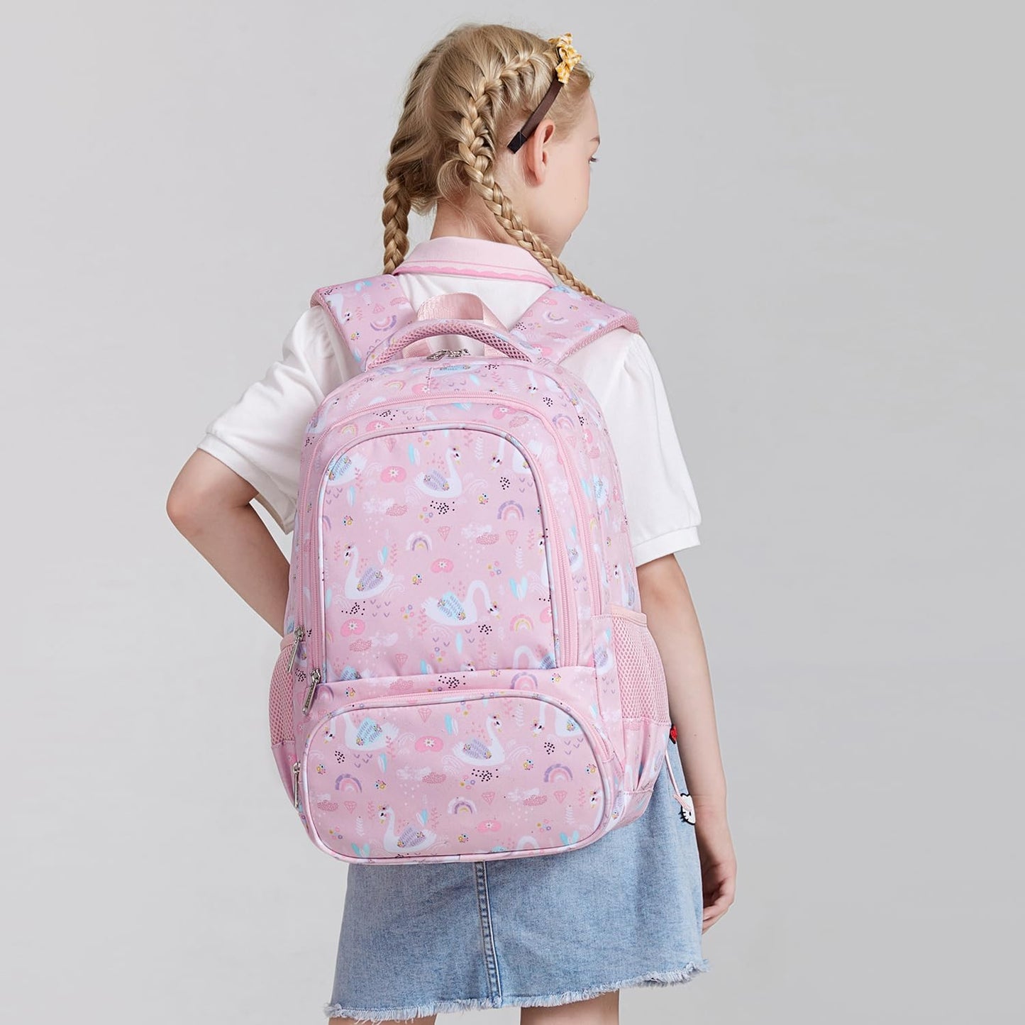 abshoo Lightweight Swan Kids Backpack For School Girls Elementary Kindergarten Bookbag School Bags (Swan)