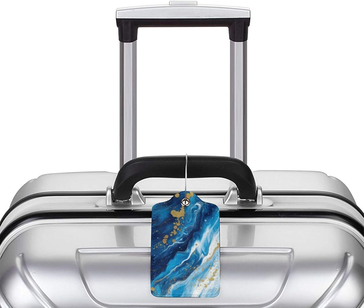 2 Pack Luggage Tag for Suitcase, Cute Unique Leather Suitcase Tags Identifiers with Privacy Name Address Labels & Durable Steel Loop for Women Men Travel
