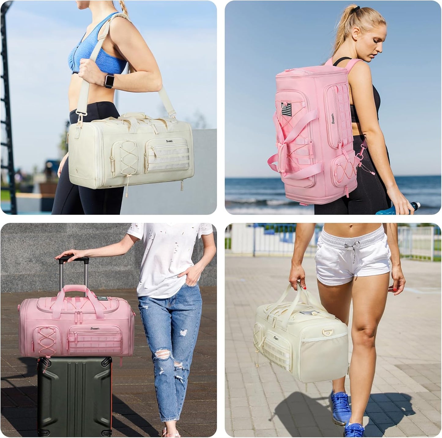Bosstin Gym Bag for Women & Men,45L Travel Duffle Sports Duffel Bag Gym Weekender Overnight