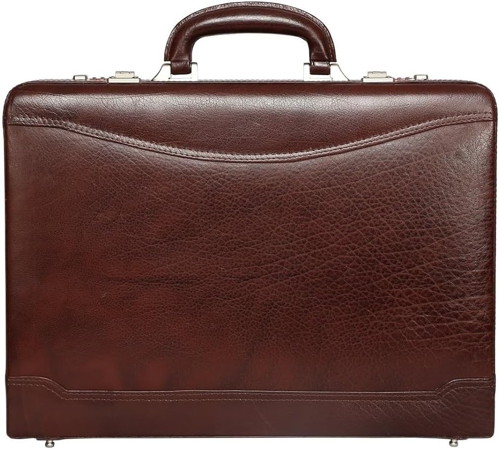 Full Grain Leather Briefcase Attache Case For Unisex Size L17xW3xH12 Inches Briefcase Bag