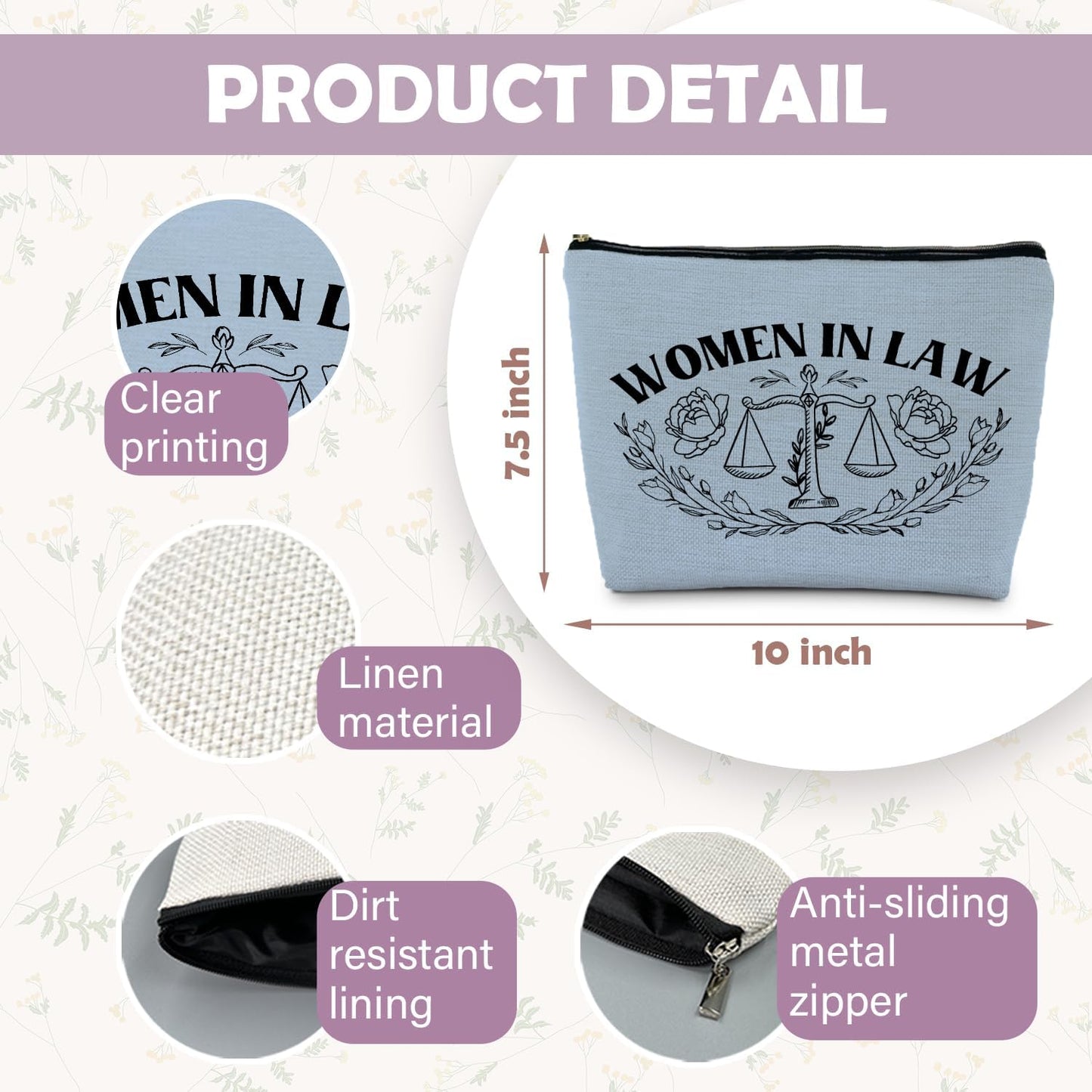 Lawyer Gifts for Women - Law Graduation & Future Lawyer Gift Set, Women in Law Cosmetic Bags Makeup Pouch (Blue)