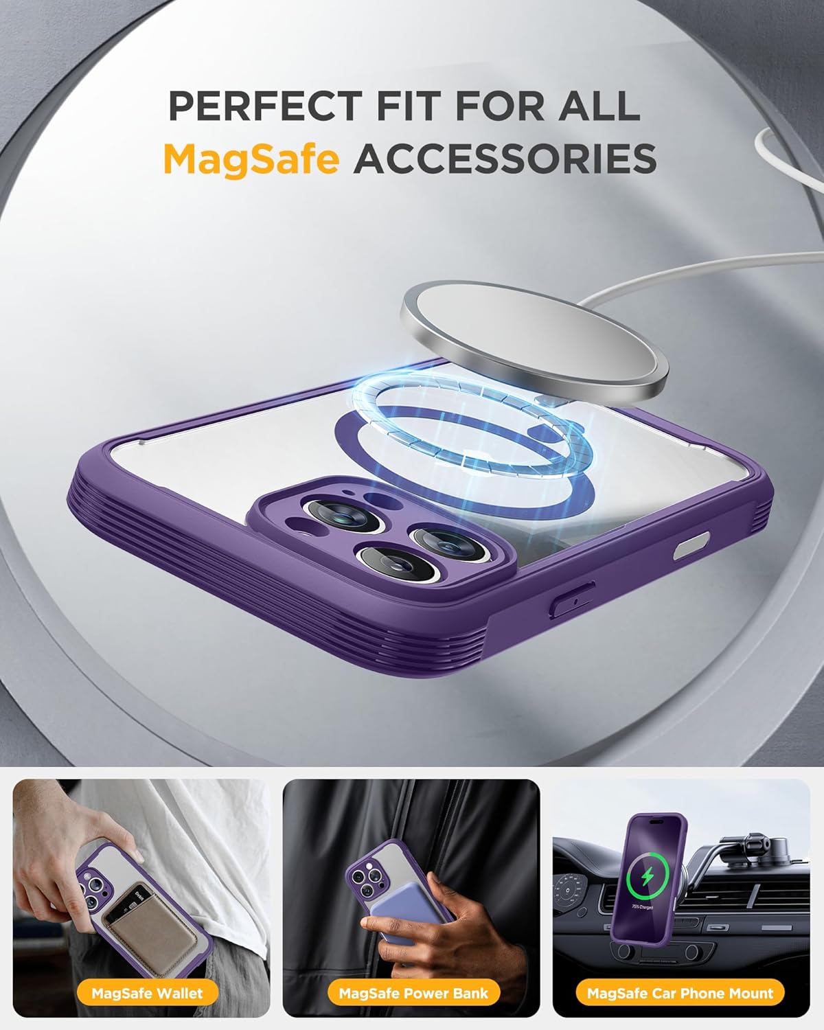 Miracase Magnetic for iPhone 16 Pro Case Full-Body Phone with Built-in Glass Screen Protector