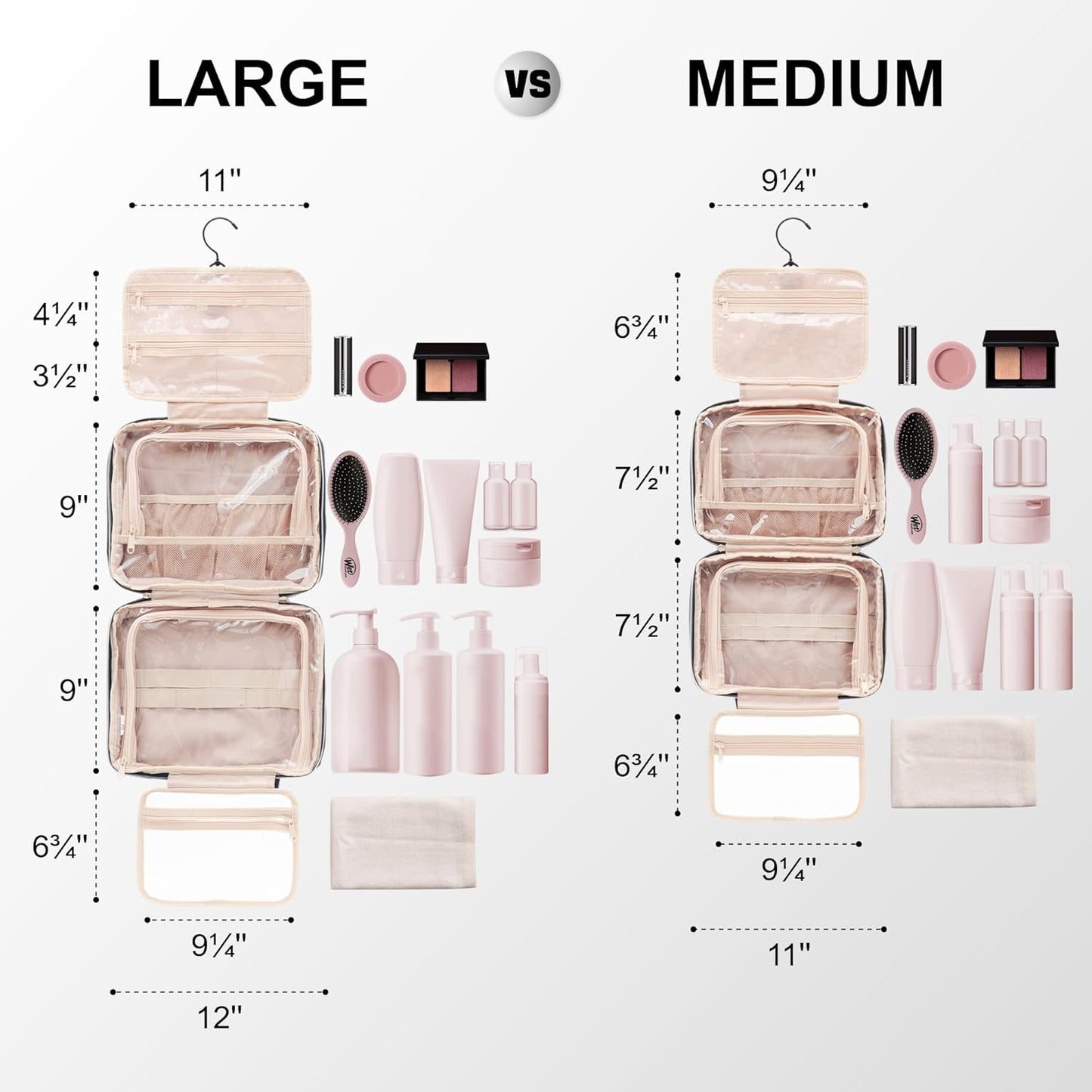 Everfun Hanging Travel Toiletry Bag for Women Traveling With Leakproof Compartment Makeup Cosmetic