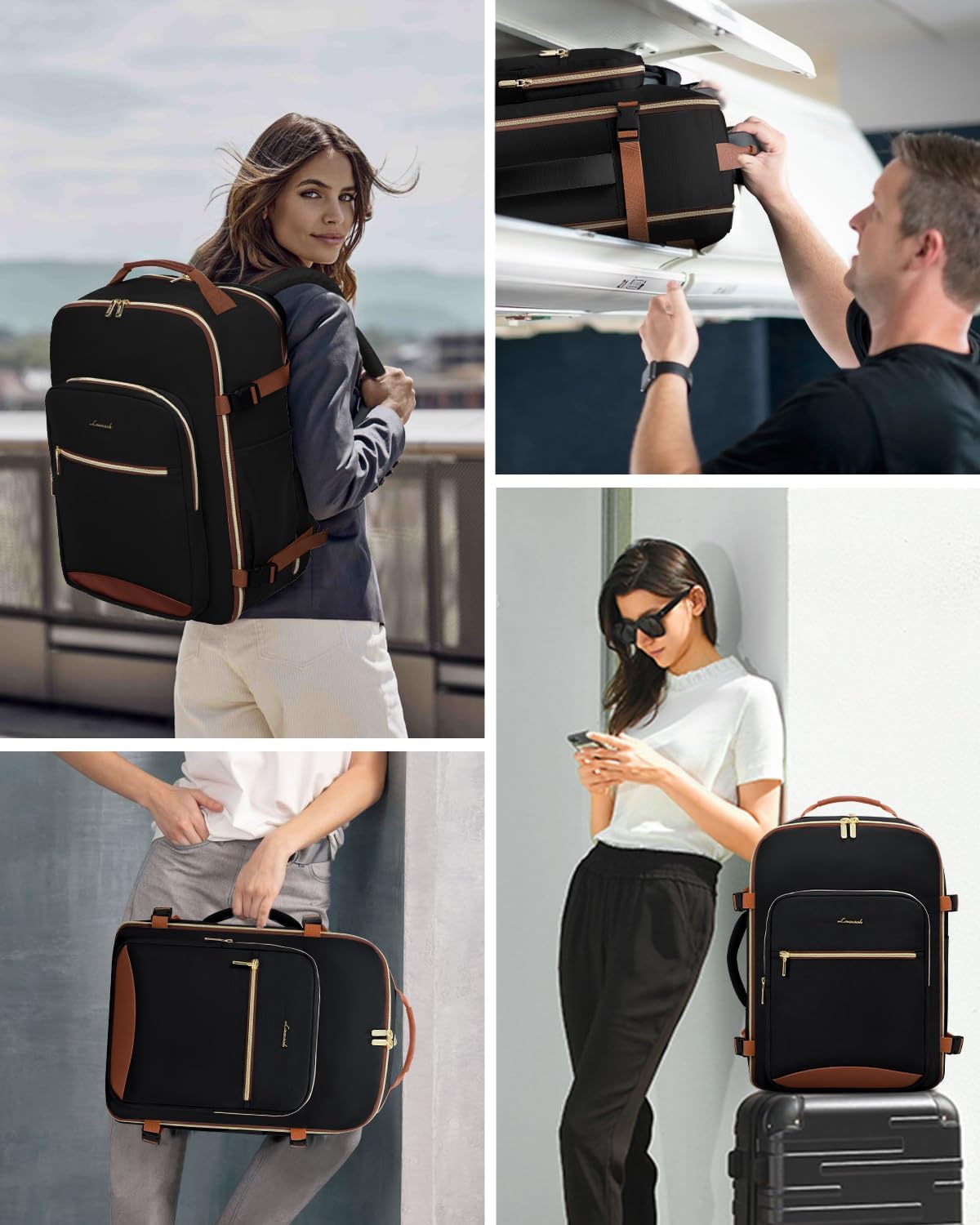 LOVEVOOK 40L Travel Backpack for Women & Men, Airline Approved Carry On Luggage with 3 Packing