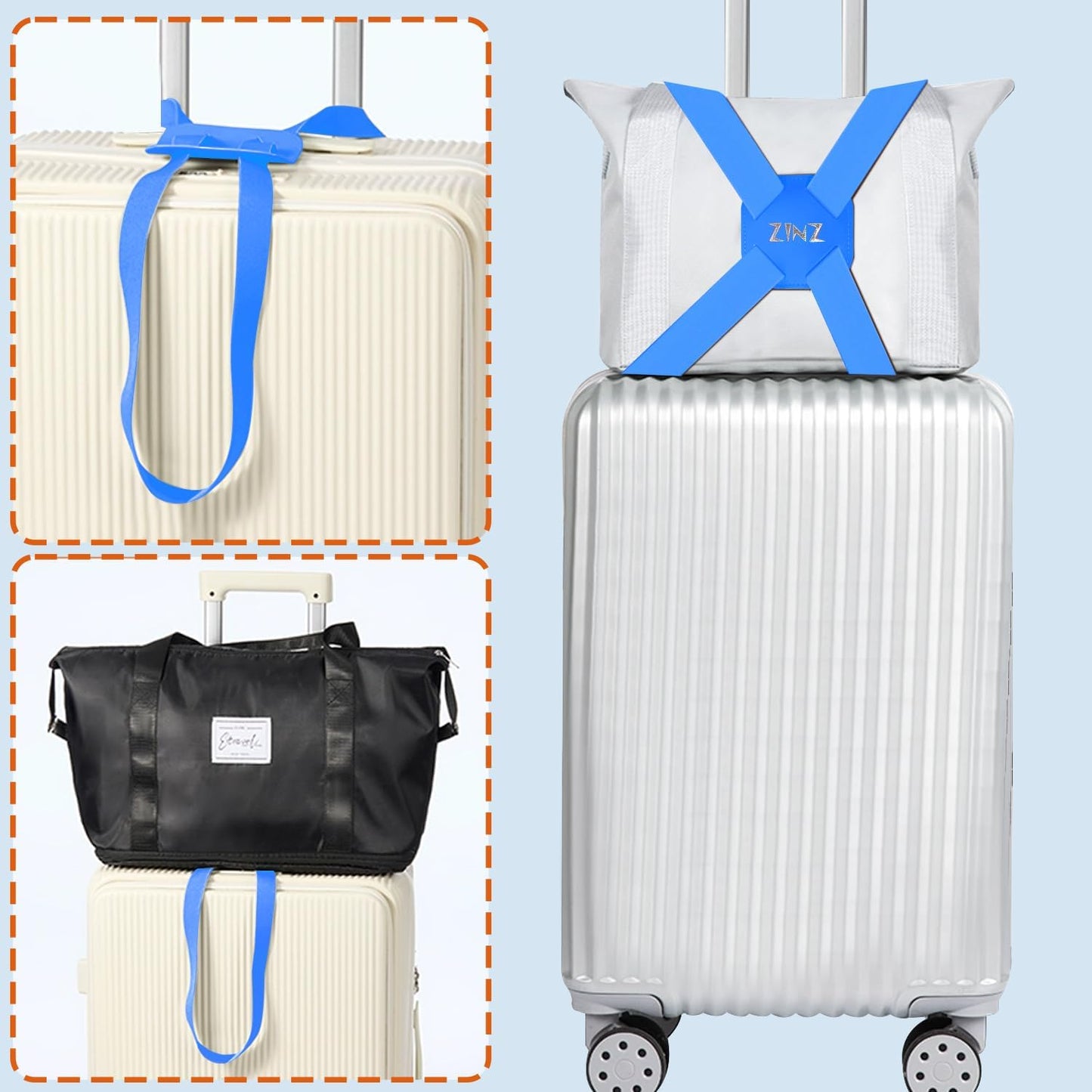 ZINZ Luggage Strap, High Elastic Suitcase Belt Adjustable Bag Bungees for Easier Travel,Blue