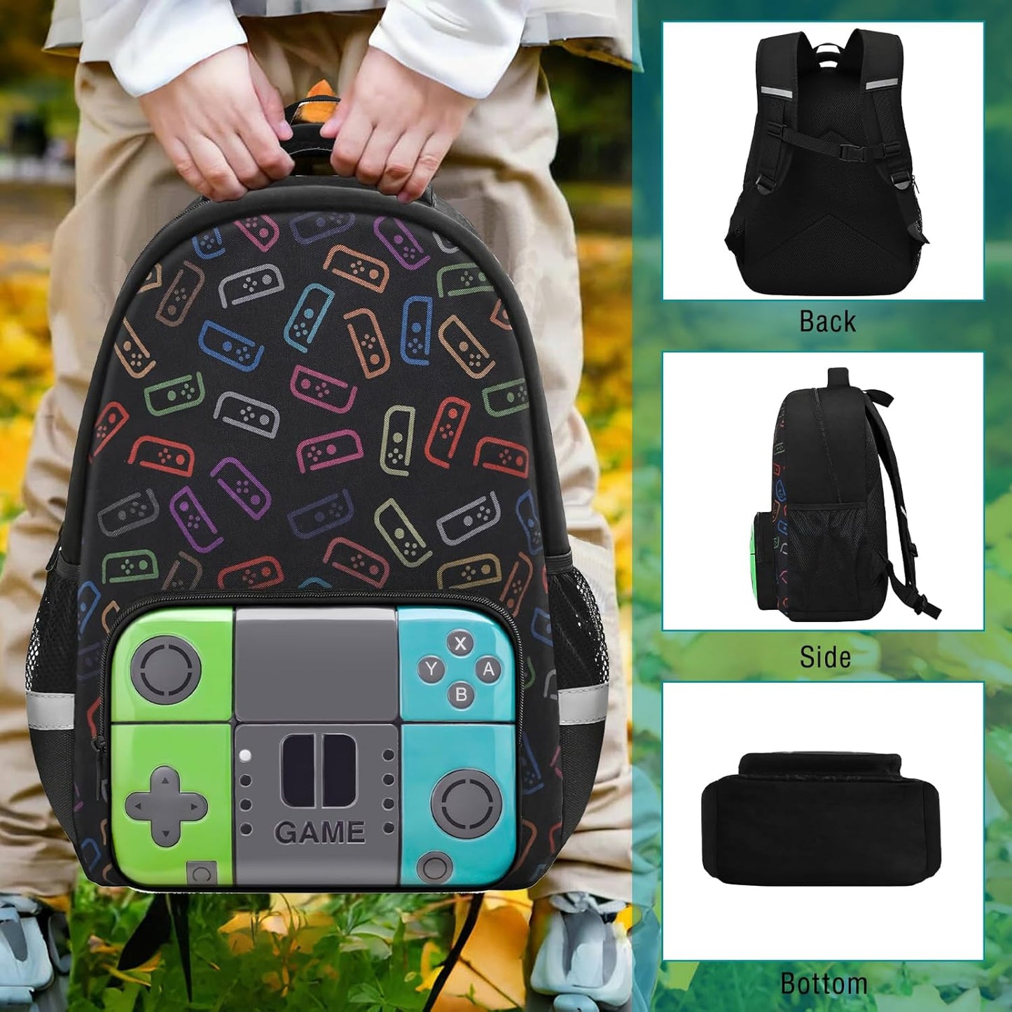 Boys Backpack for School,Gamer Backpack for Boys Kids,Boy Bookbag for Elementary Middle School Student,Video Game Bookbag For Boy Kids Teen Age 6-14,17″