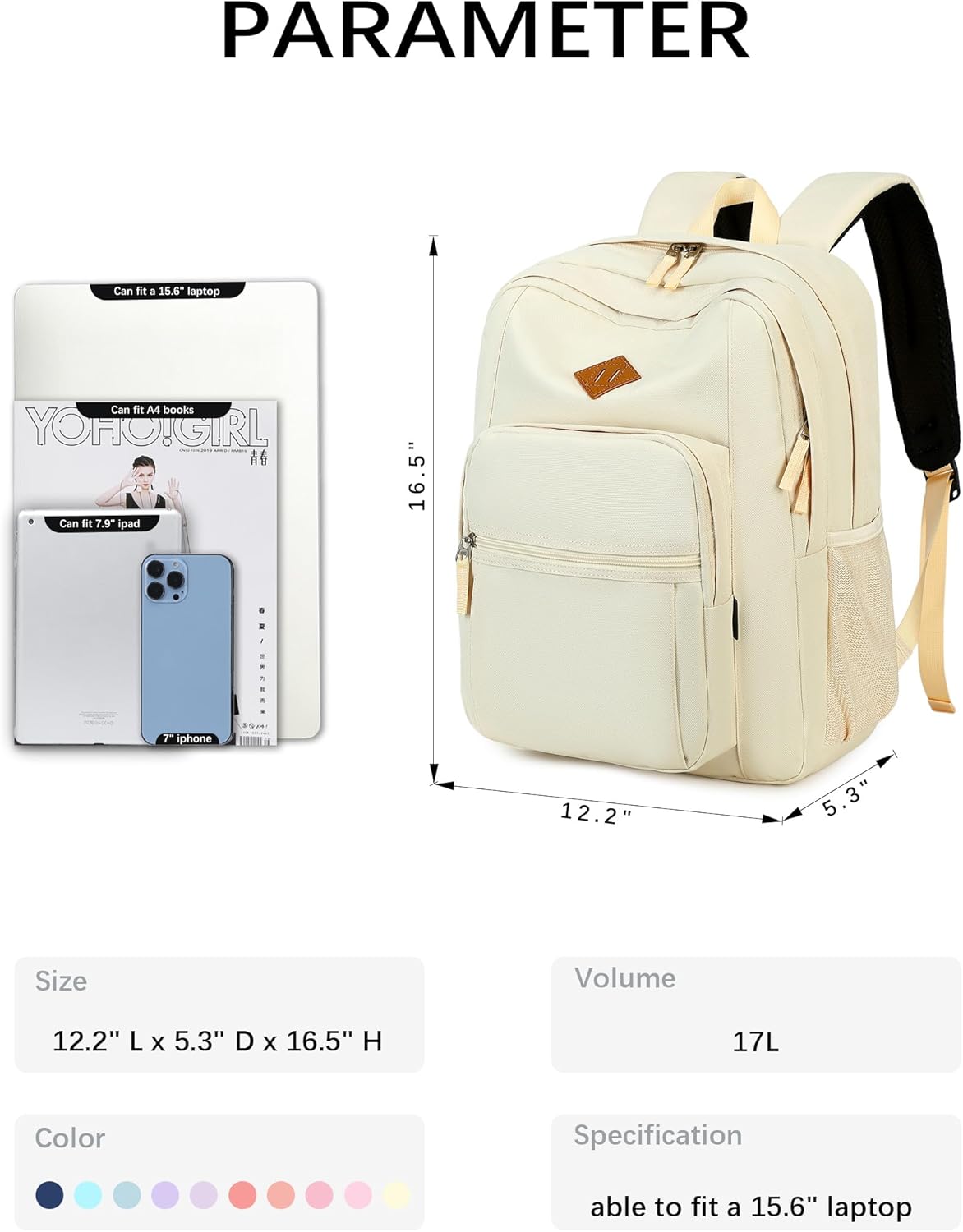 abshoo Classical Basic Travel Backpack For School Water Resistant Bookbag
