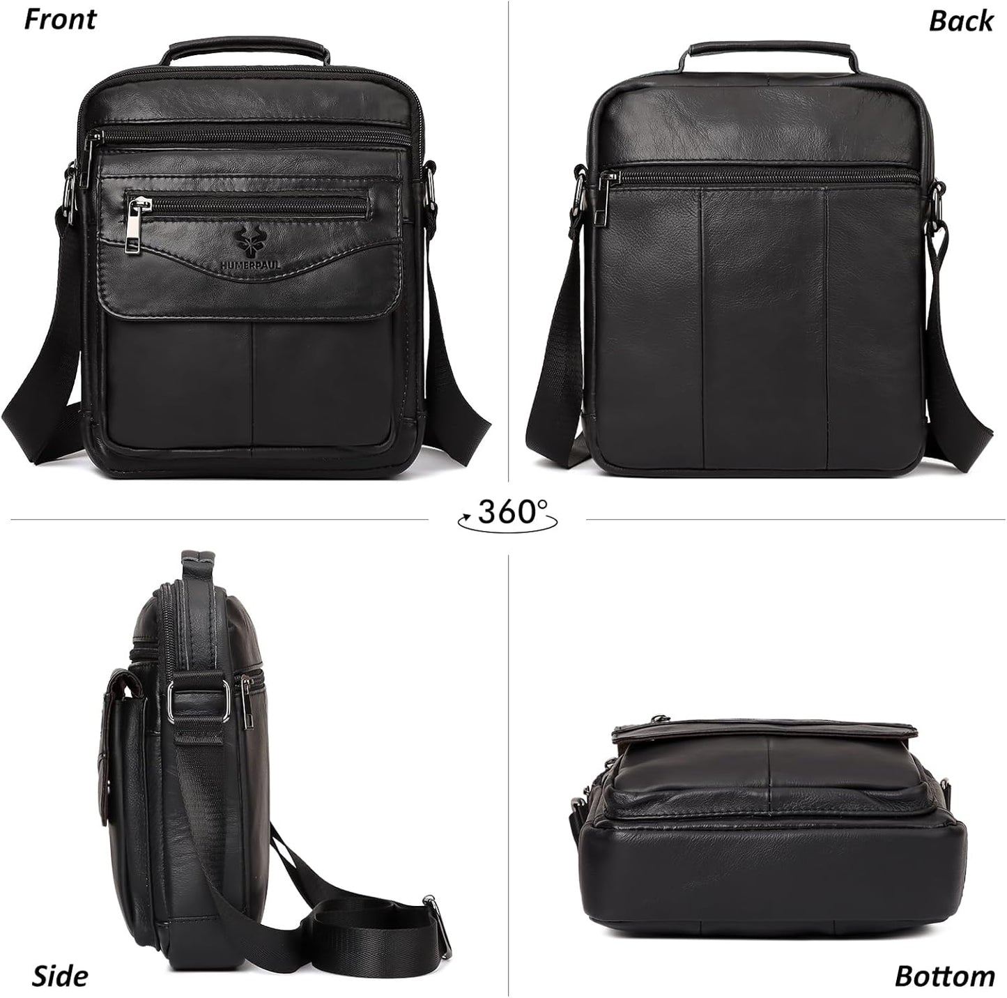 Small Messenger Bag for Men Sling Crossbody Shoulder Bag Genuine Leather Handbag Man Purse for Work Business