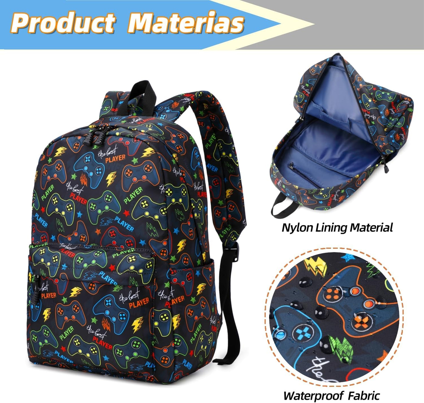 Backpack For Boy Elementary School Bookbag Durable Kid's Backpack Lightweight Travel Daypack (Black)