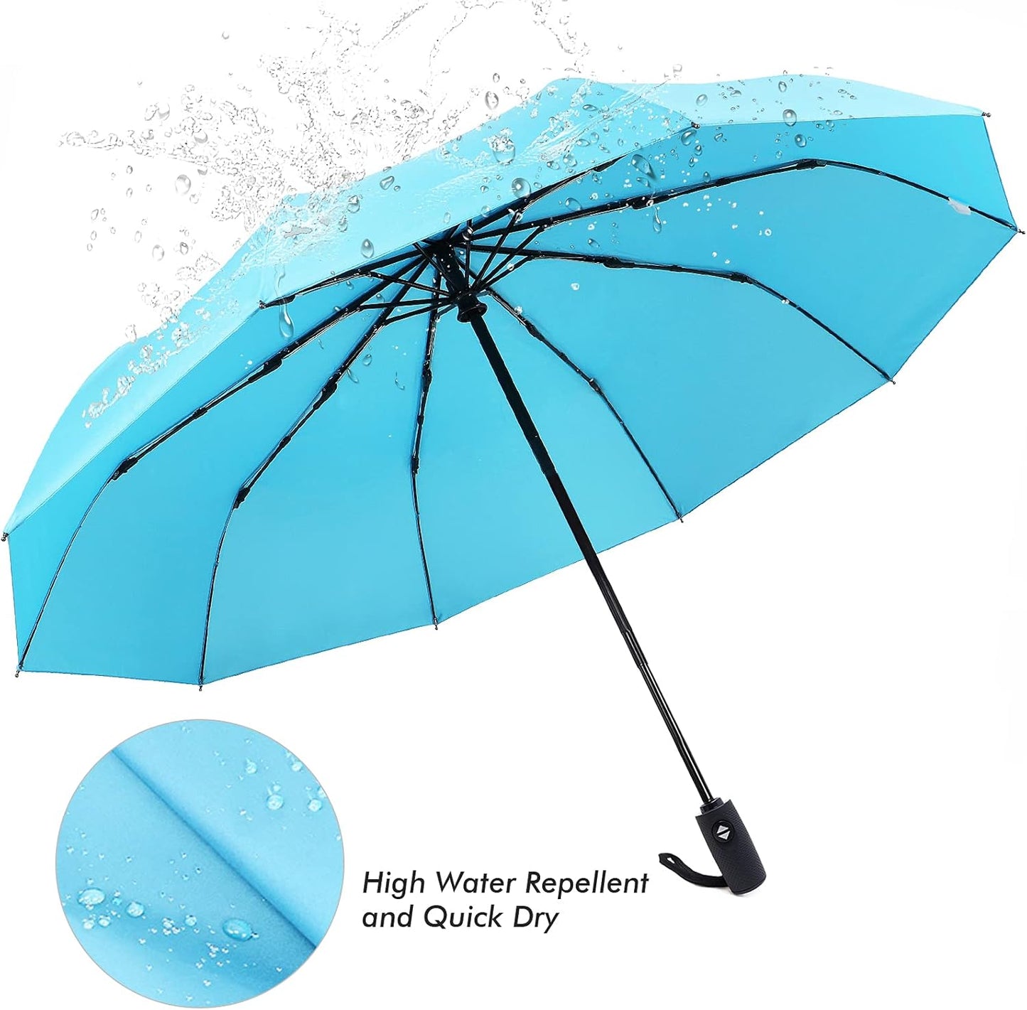 ZOMAKE Travel Umbrella Compact - 10 Ribs Portable Collapsible Umbrellas for Rain Windproof - Paraguas Automatic Small Folding Umbrella Lightweight Packable Umbrella for Women Men