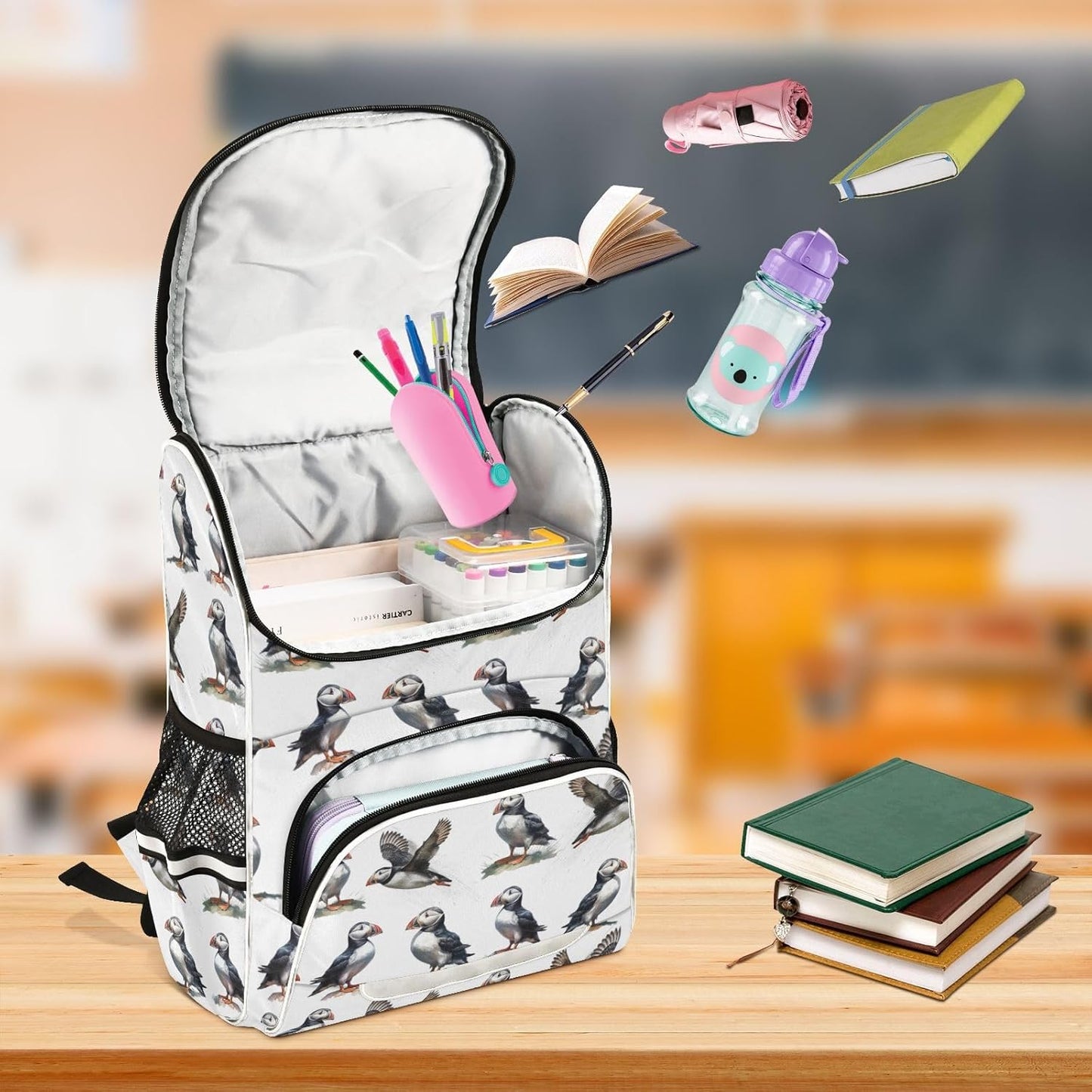 Puffins Cute Backpack For Girls Kids Backpack Boys Teen School Bag Bookbag Travel Daypacks