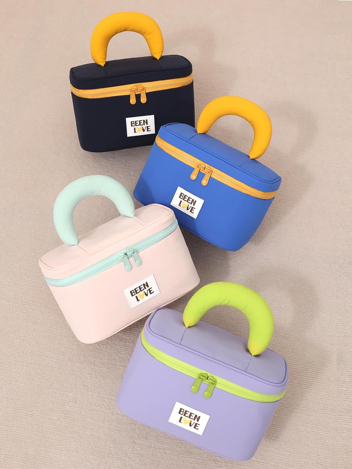 Travel Makeup Bag Cute Cosmetic Bag for Women Large Capacity Makeup Case Organizer Bag Toiletry Bag Portable Waterproof Make Up Bags with Handle and Divider, Navy