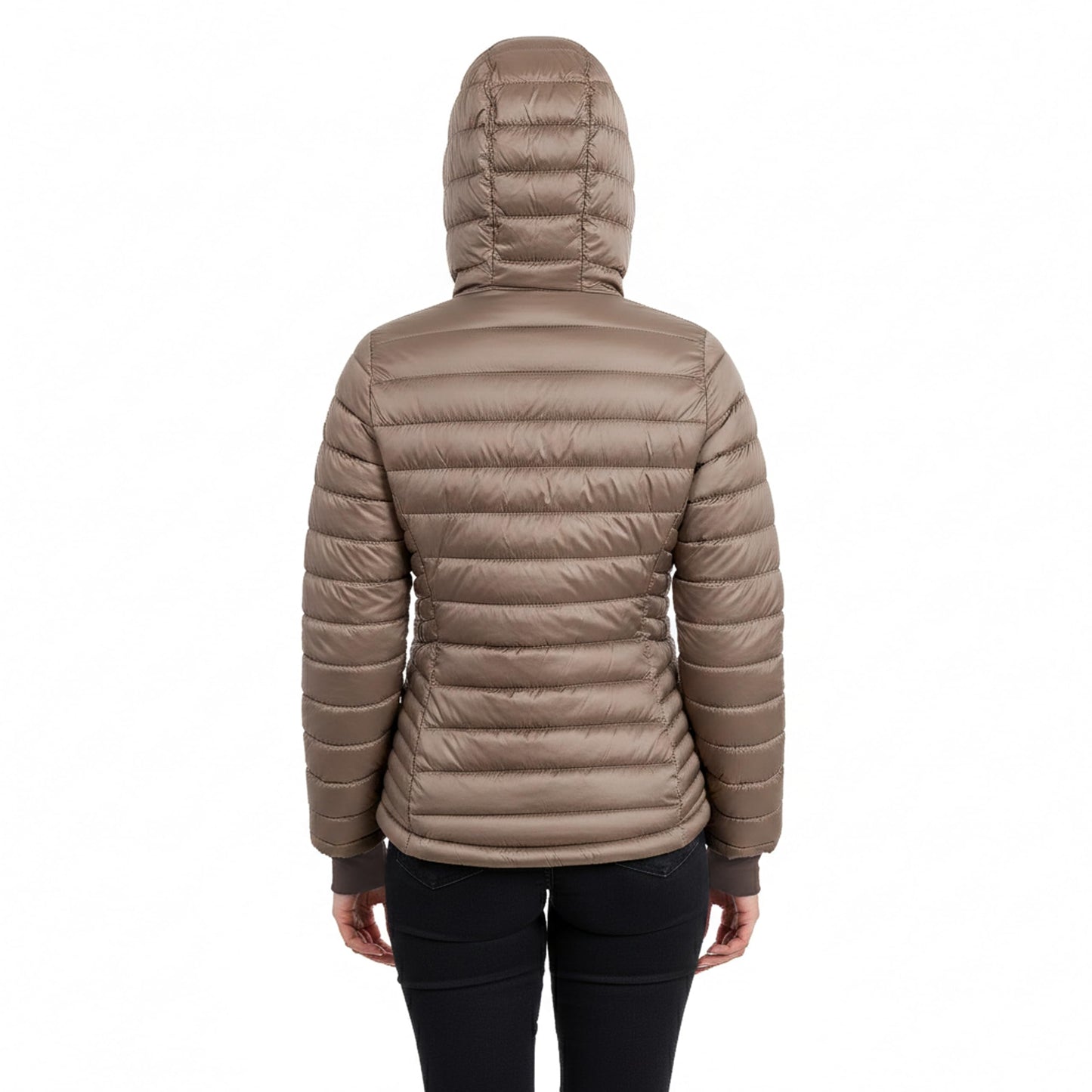 Tommy Hilfiger Women's Puffer Jacket, Lightweight Packable Jacket With Hood & Bag, Taupe, Large