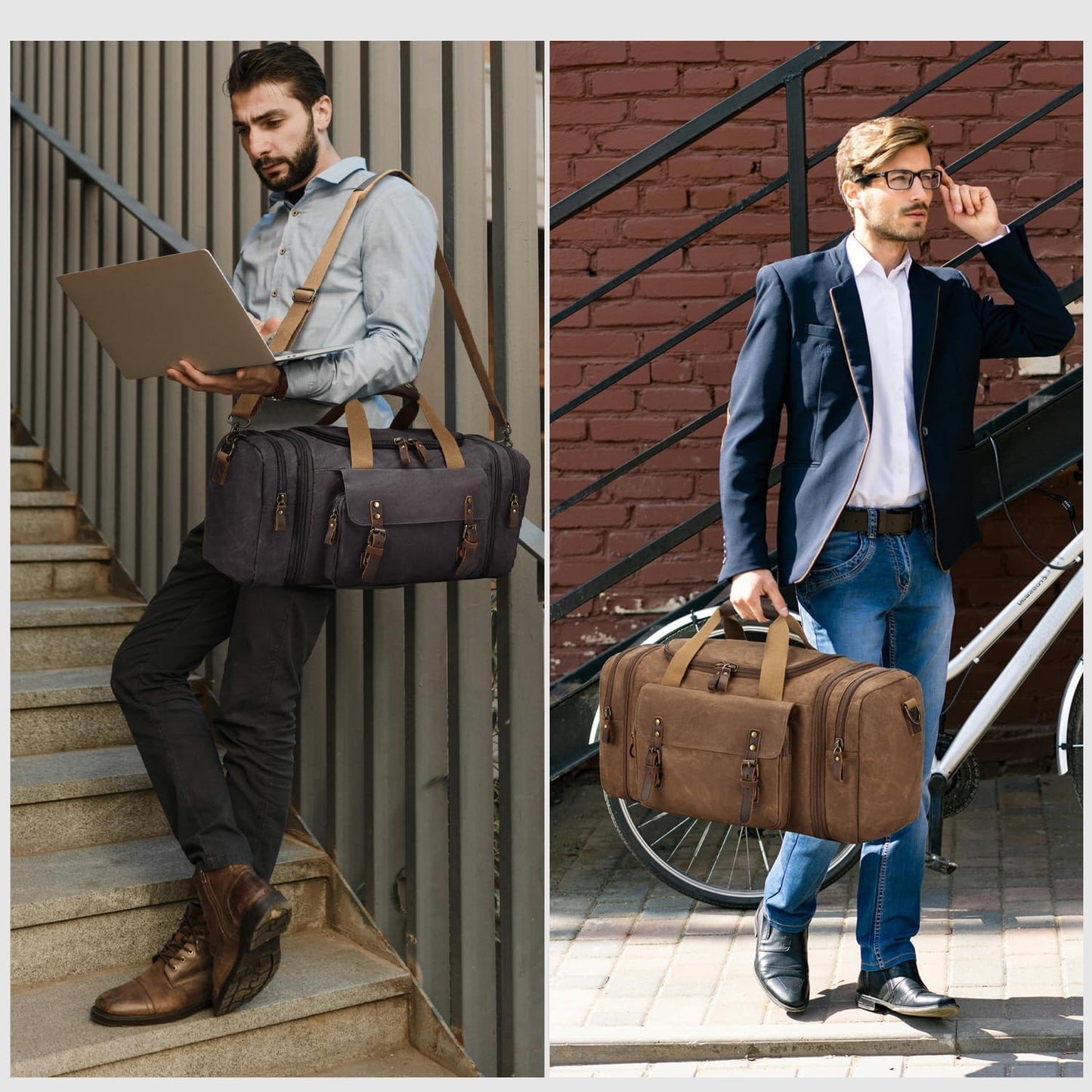 Waxed Canvas Duffel Bag 50L Waterproof Duffle Bag Travel Overnight Weekender Bag
