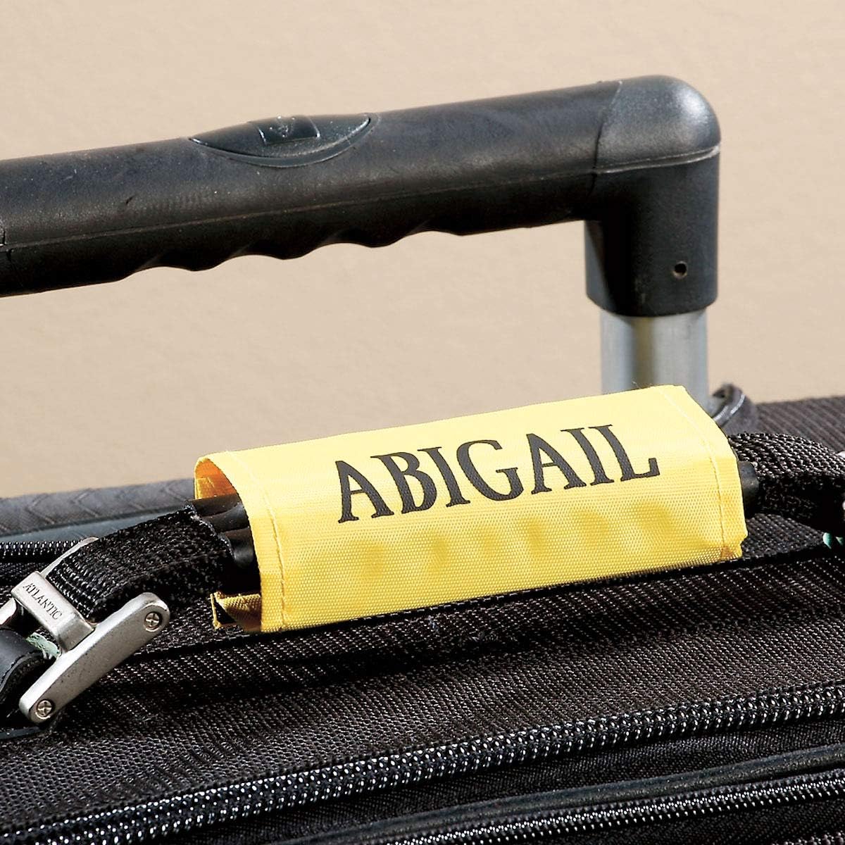 Lillian Vernon Personalized Yellow Luggage Handle Wrap, Heavy Duty Travel ID, Suitcase Identifier, Customize Attachment with Name or Monogram, Adjusts 2" x 4" Closed