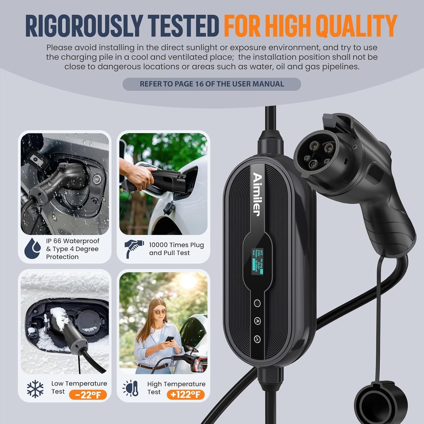 Level 2 Electric Vehicle (EV) Charger(WIFI APP/Plug-play), 32A, 25ft Cable ETL Certified, 220V-240V NEMA 14-50P Plug EVSE w/ J1772 Connector, Portable EV Car Charging Stations for Home Level 2