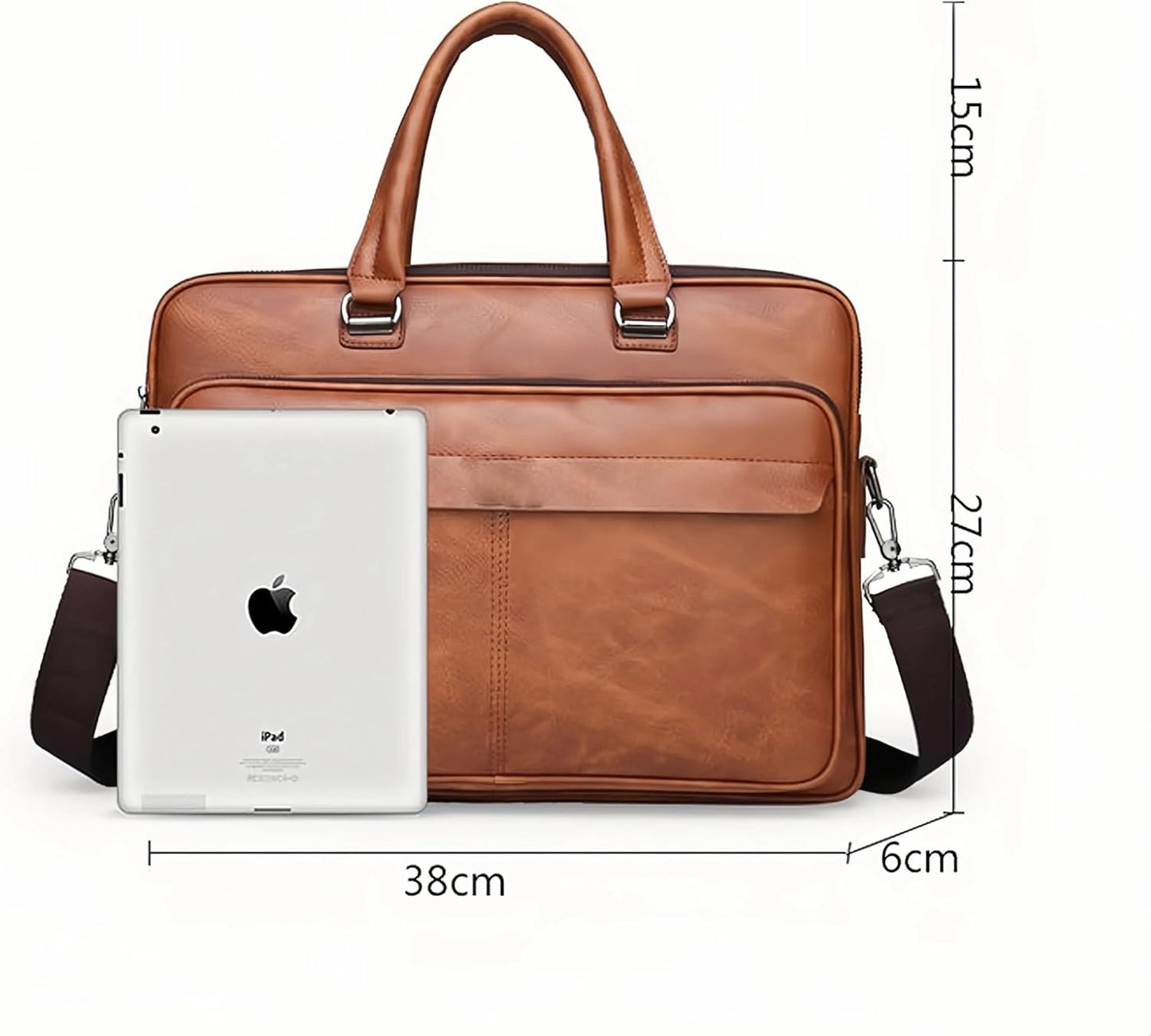 Vintage Leather Laptop Briefcase, 16 Inch Messenger Bag, Crossbody Shoulder Computer Satchel for Men Office Computer Bag