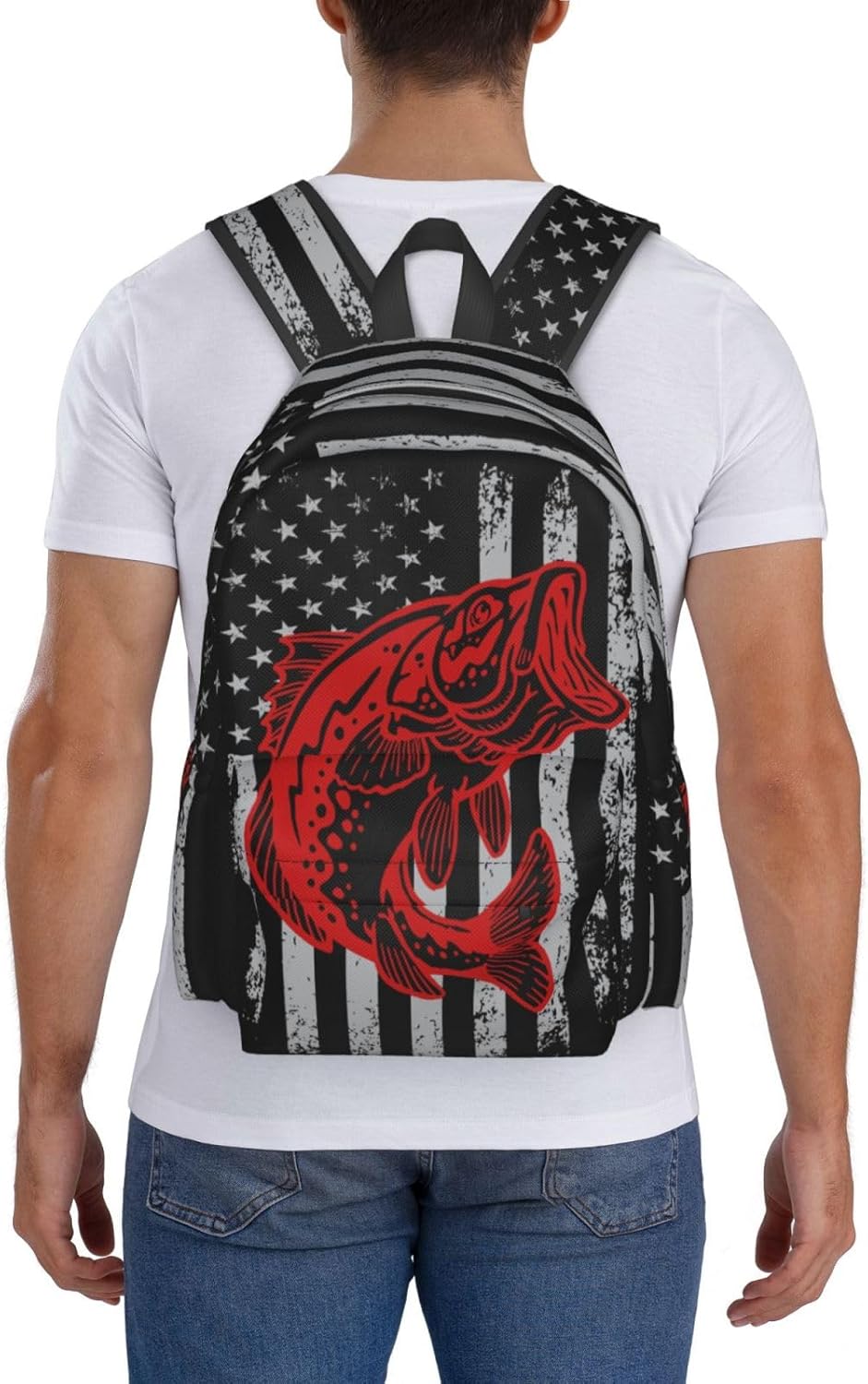 Fish Flag Backpack School Bag Lightweight Bookbag Laptop Travel Daypack For Kids Girls Boys Teens
