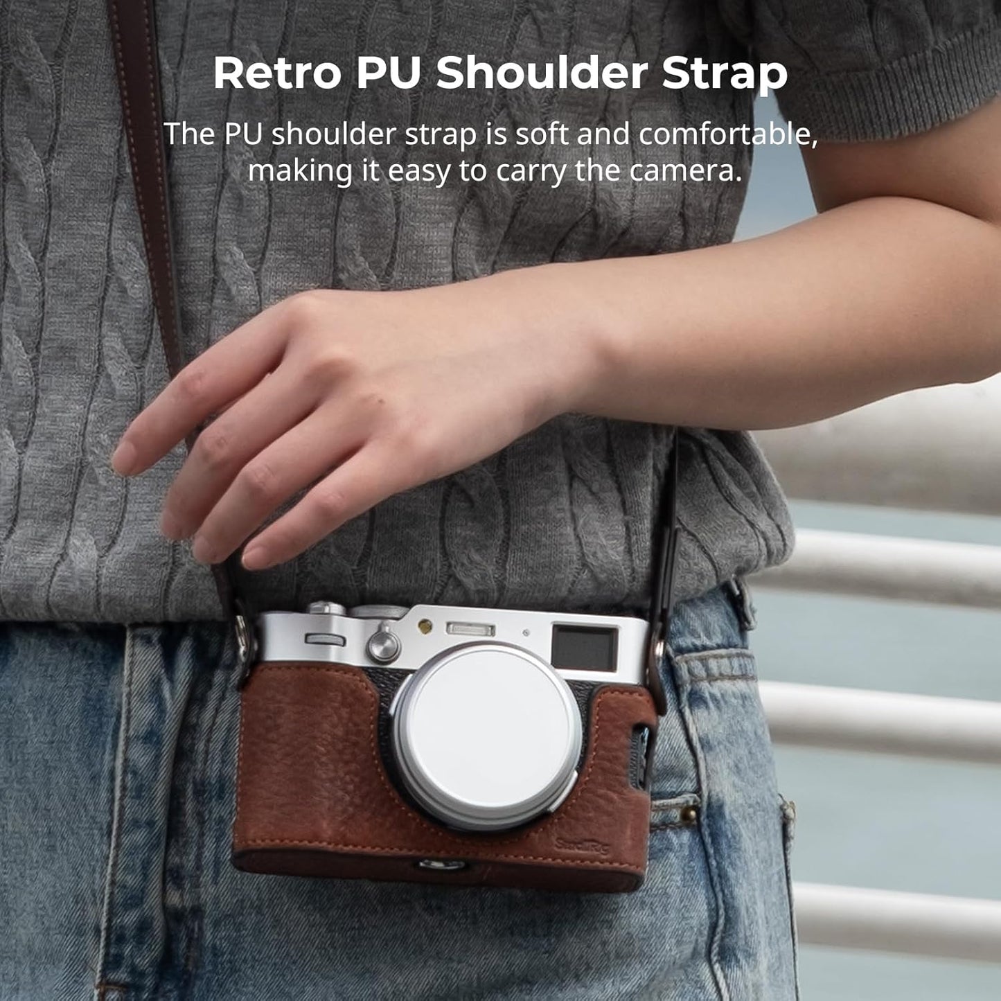 SMALLRIG X100VI Half Leather Case Kit with Shoulder Strap, Retro Style Leather Camera Half Case with Aluminum Alloy Frame for FUJIFILM X100VI (Brown)