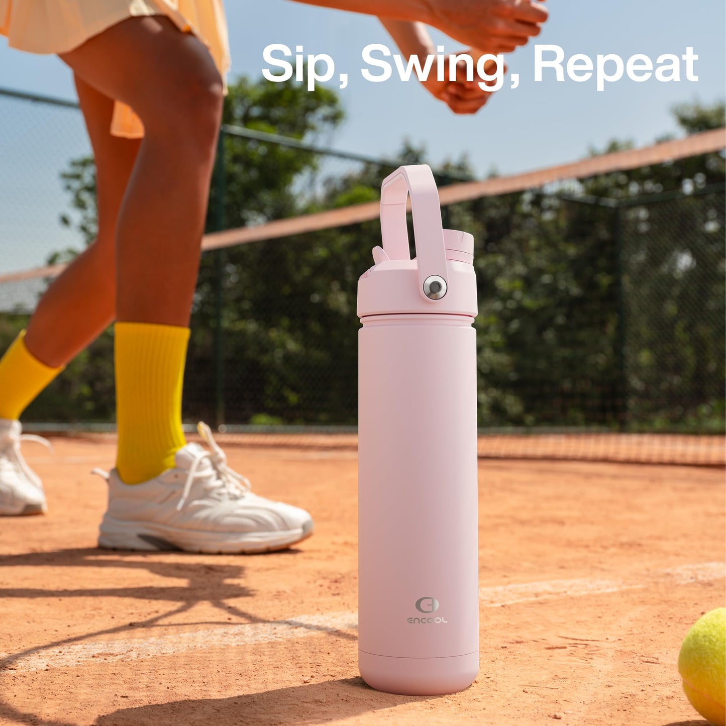 ENCOOL Insulated Water Bottle with Straw Stainless Steel Water Bottle, Leak-Proof, BPA-Free, Double
