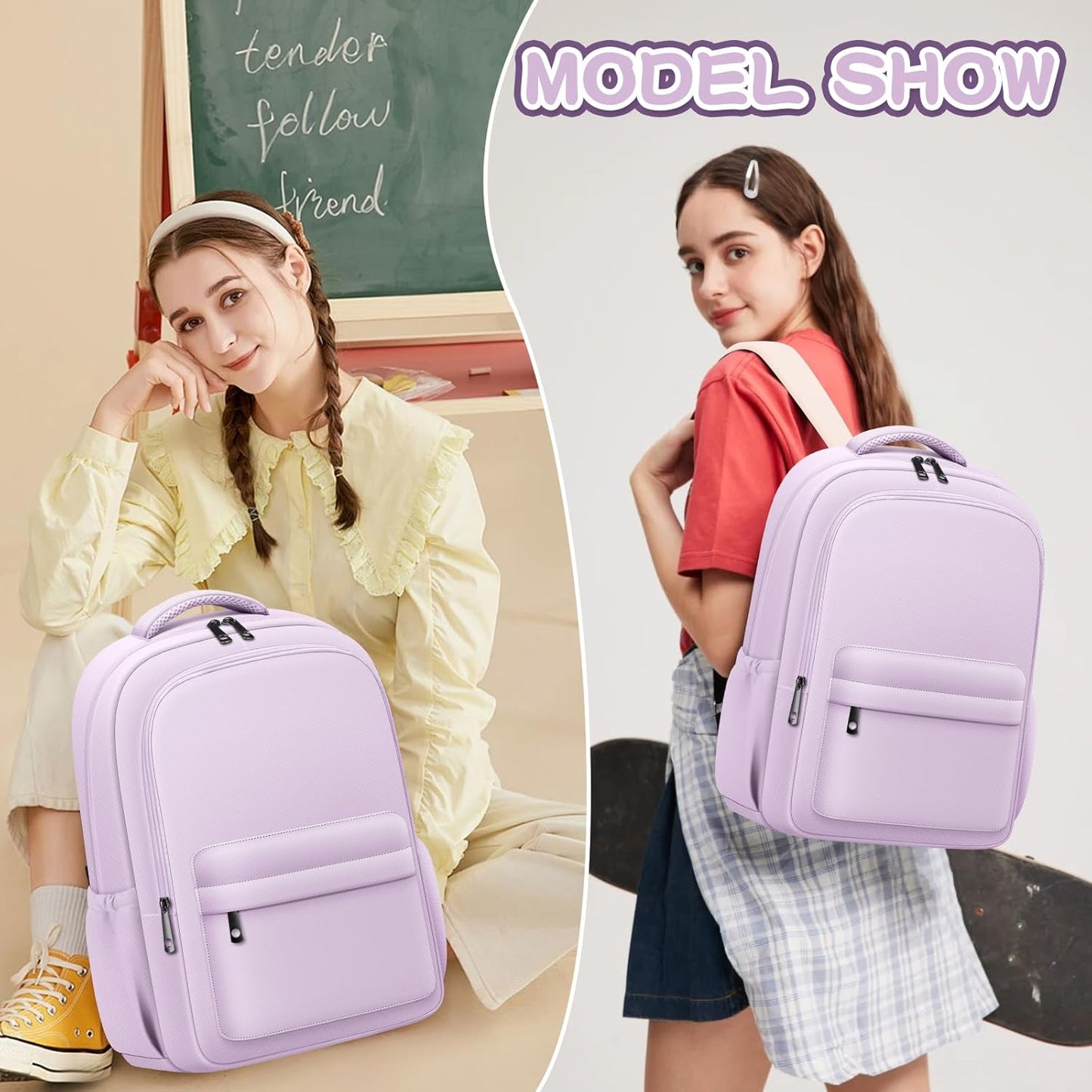 Aesthetic Cute Backpack for School Kids Bookbags Student Backpacks for Teen Girls Preppy Casual Middle School Bag