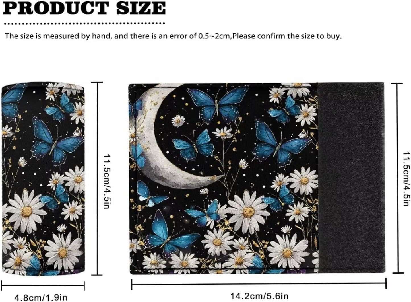 Butterfly Daisy Luggage Identifiers Marker Grips Protector Soft and Portable Luggage Handle Protection Sleeve Cover Set of 2 for Car Home