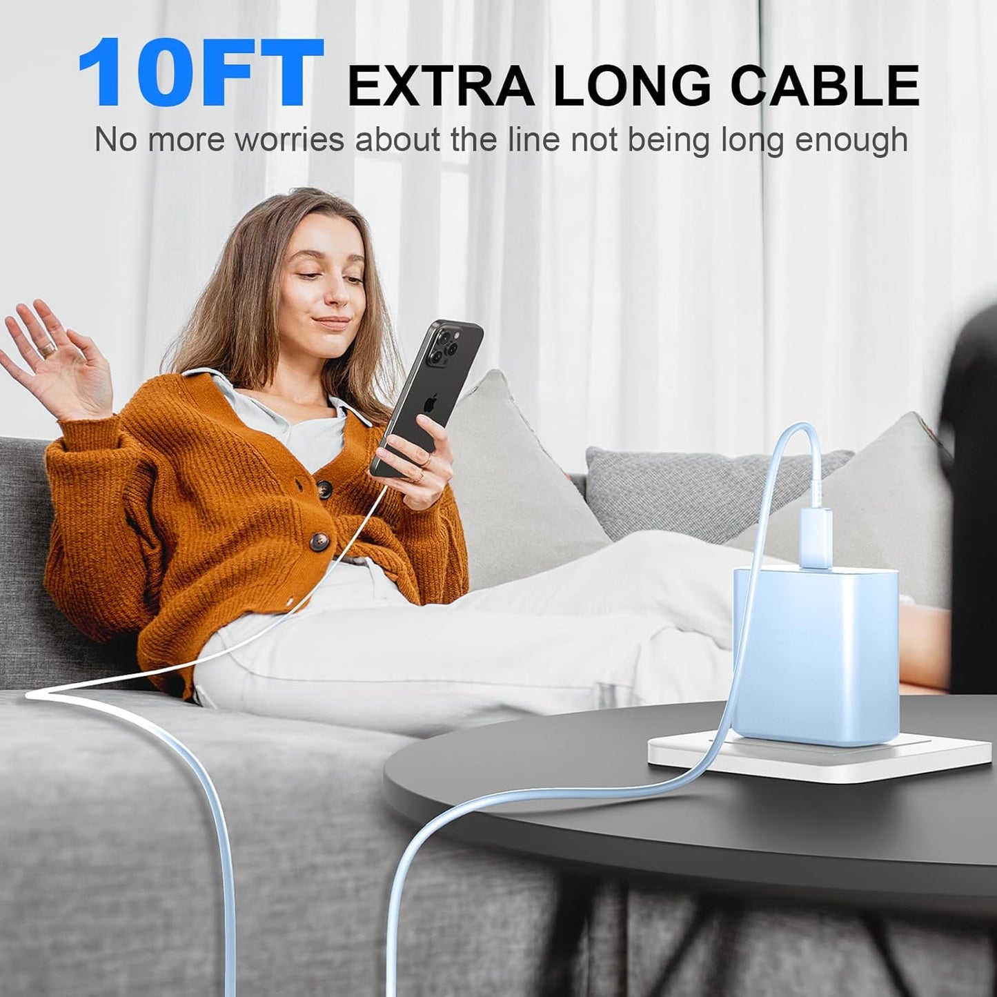 Phone 17 16 Pro Max Charger Fast Charging,45W Phone 17 Charger Type C Chargers USB C Charge Block &10FT Long C Charging Cables Cord for Phone 17/17 Pro/ 17 Pro Max/Air/Phone 16 15 Pro Max,Blue
