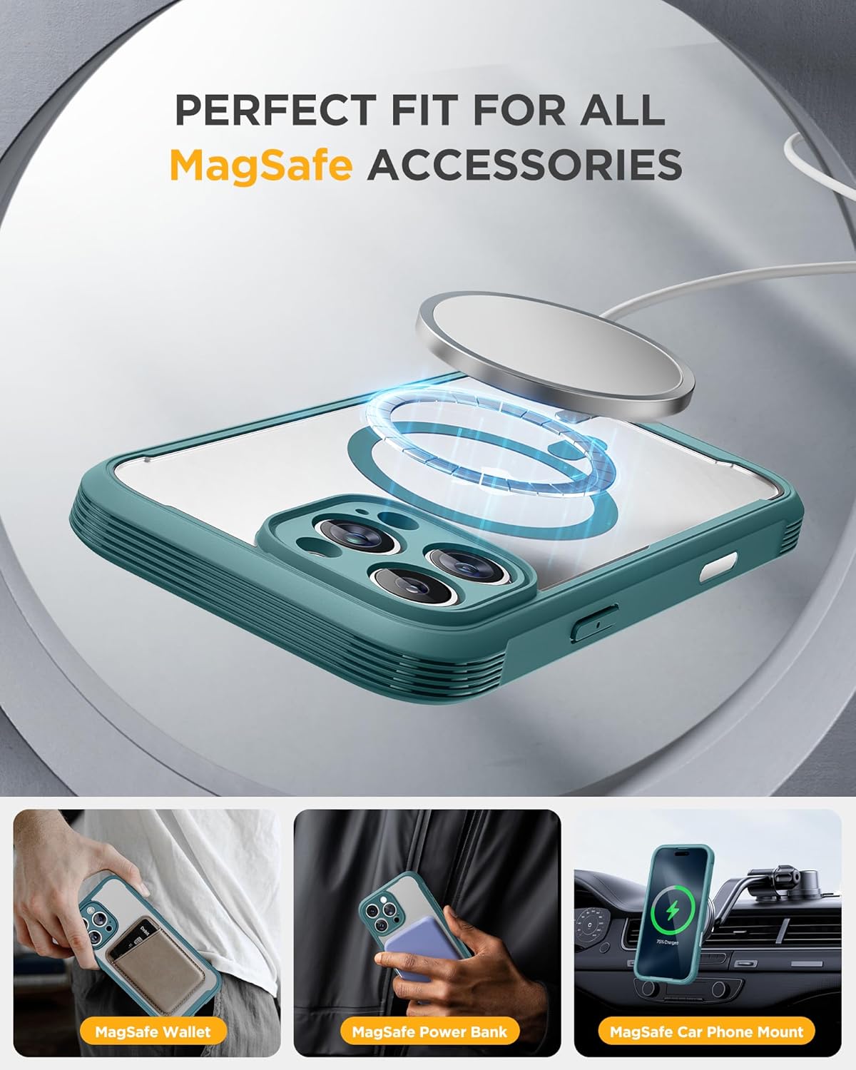 Miracase Magnetic for iPhone 16 Pro Case Full-Body Phone with Built-in Glass Screen Protector