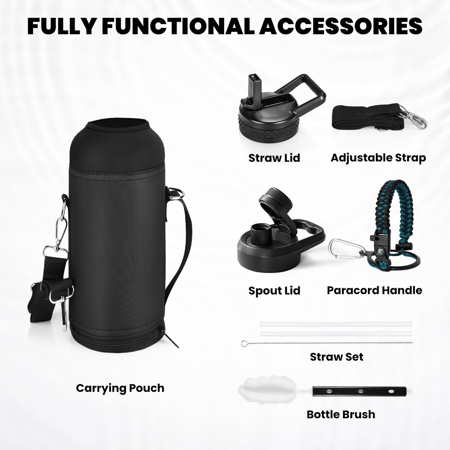 RAYMYLO Insulated Water Bottle 40 oz, Triple Wall Vacuum Stainless Steel