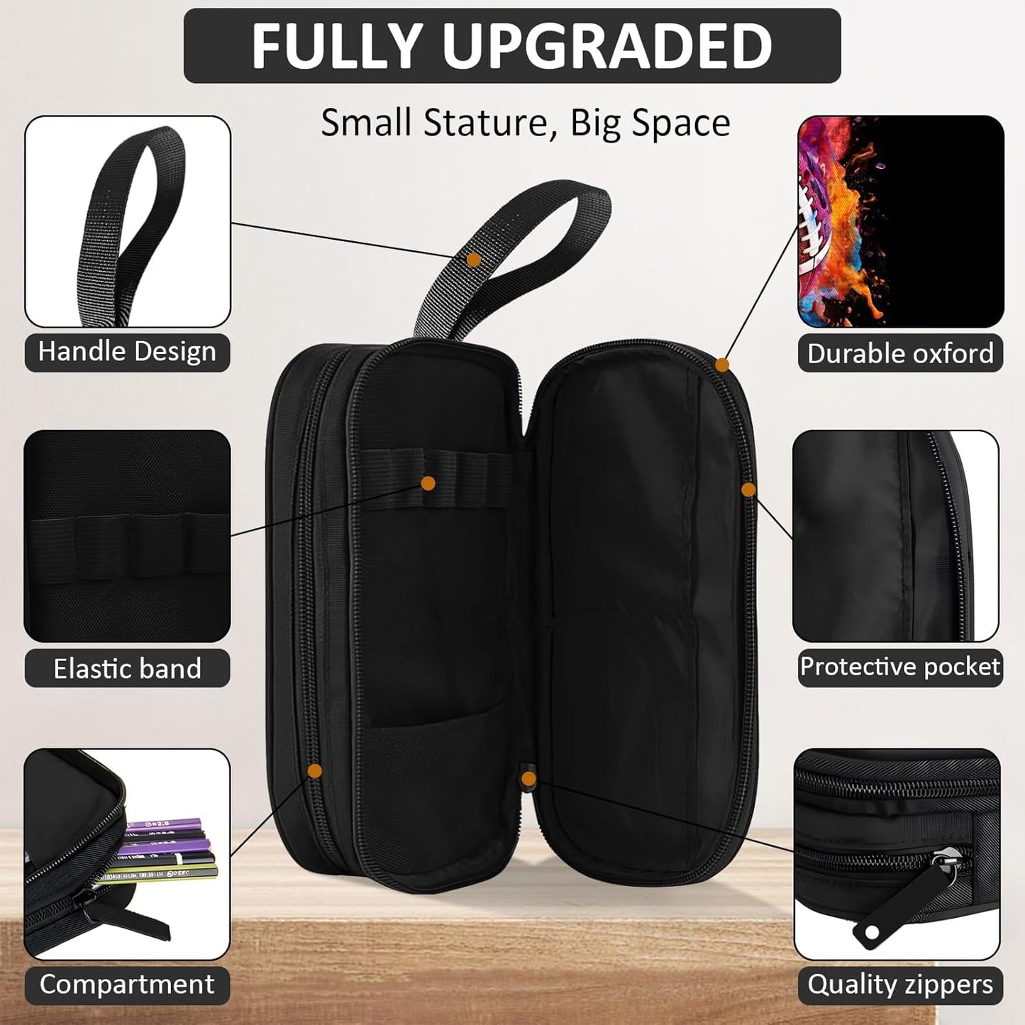 School Backpack for Boys - 4pcs Ameriacn Football Boys Backpack with Lunch Box and Pencil Case for Kids Children Teens Elementary Middle School - Students Bag for Ages 6-18,17″Bookbag Travel Back Pack