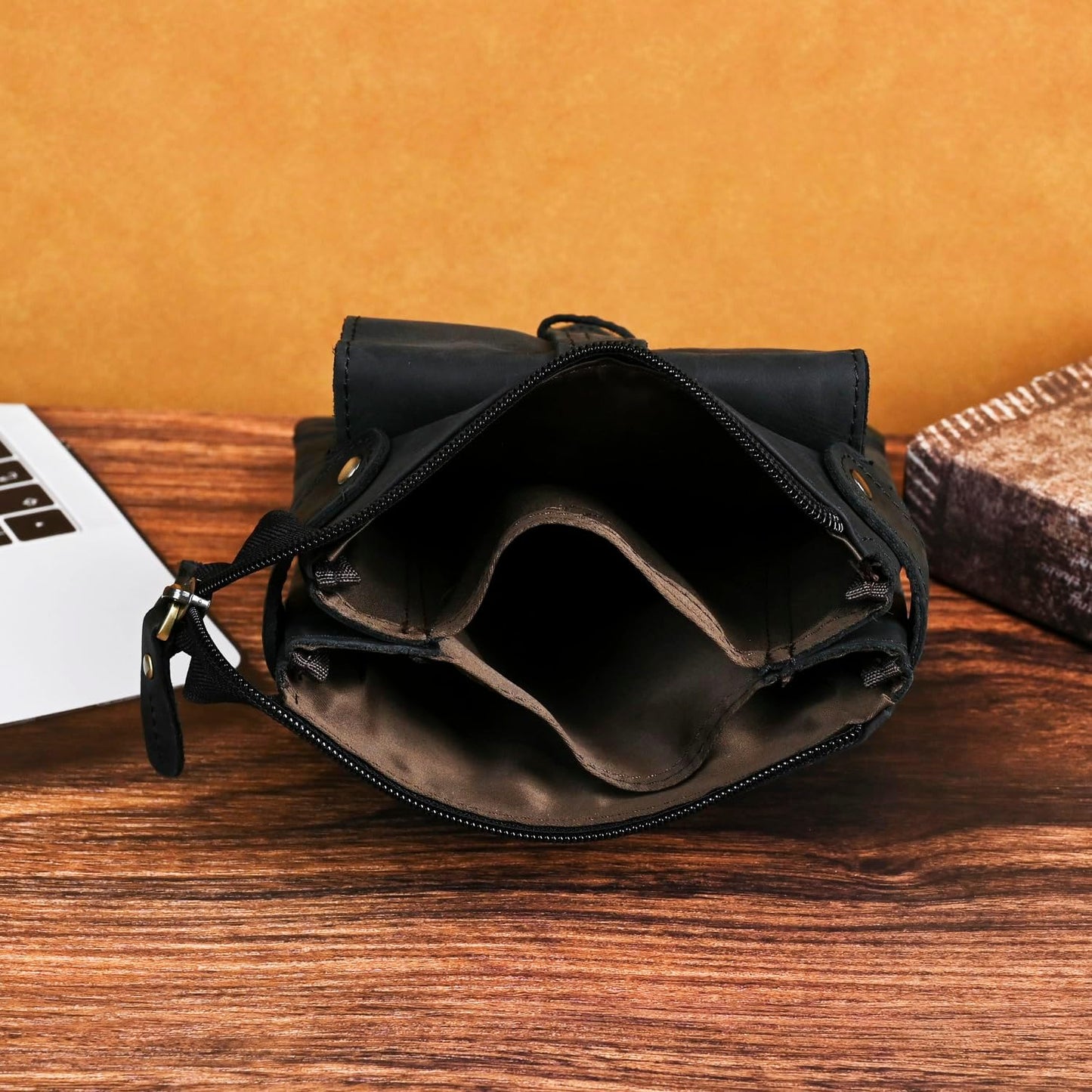 Le'aokuu Mens Genuine Leather Fanny Small Messenger Shoulder Satchel Waist Bag Pack 8711