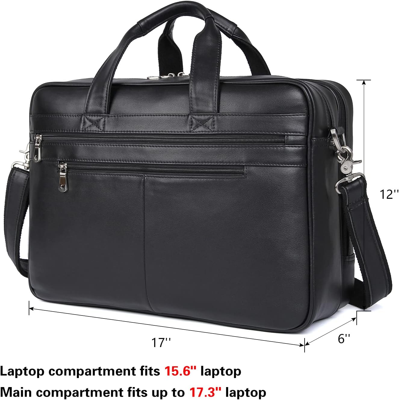 Polare 17'' Computer Briefcase Work Bag Business Case For Men With Full Grain Leather Fits 15.6'' Laptop