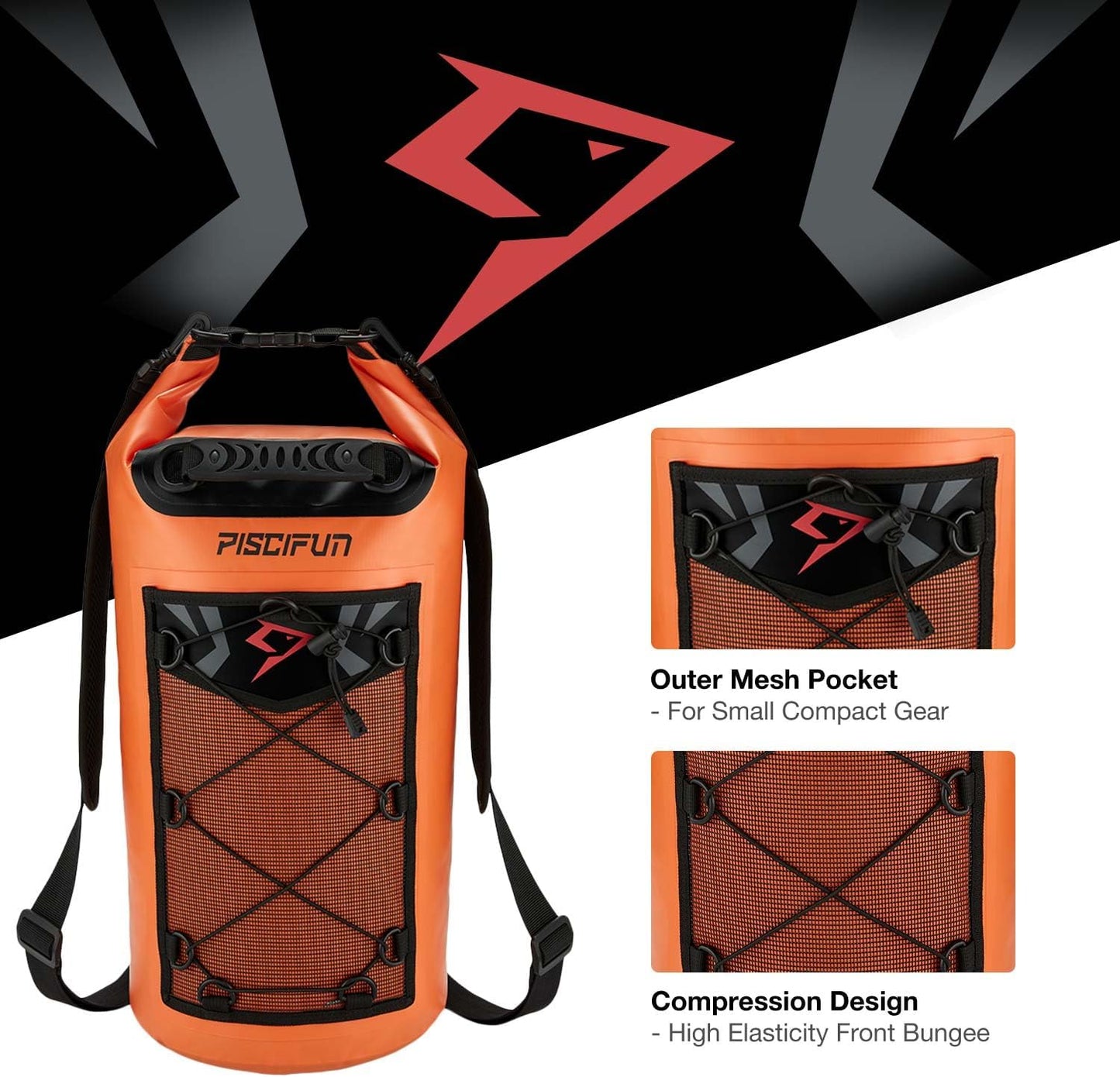 Piscifun Dry Bag, Waterproof Floating Backpack 10L/20L/30L/40L with Waterproof Phone Case for Boating, Kayaking, Fishing