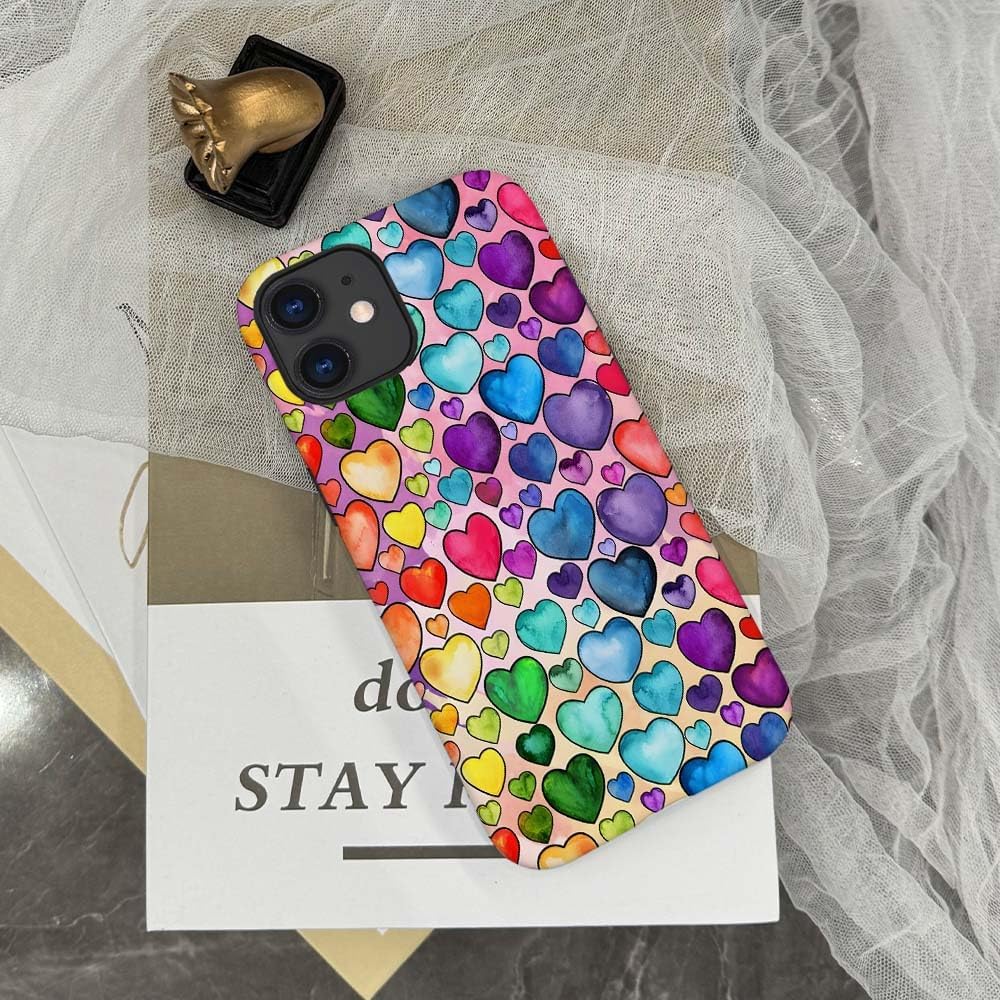 SEized Case Compatible with for iPhone 11,Colorful Heart Lovely Cute Pink Phone Case for Girl Women Boy Men,Durable Protection Case for iPhone 11