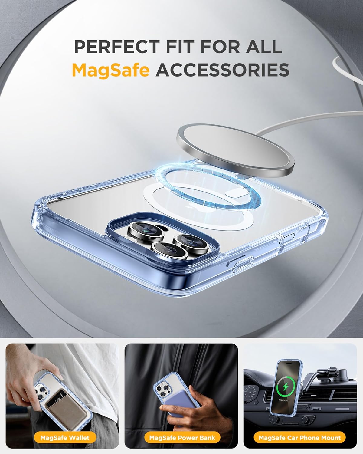 Miracase Magnetic for iPhone 16 Pro Case Full-Body Phone with Built-in Glass Screen Protector