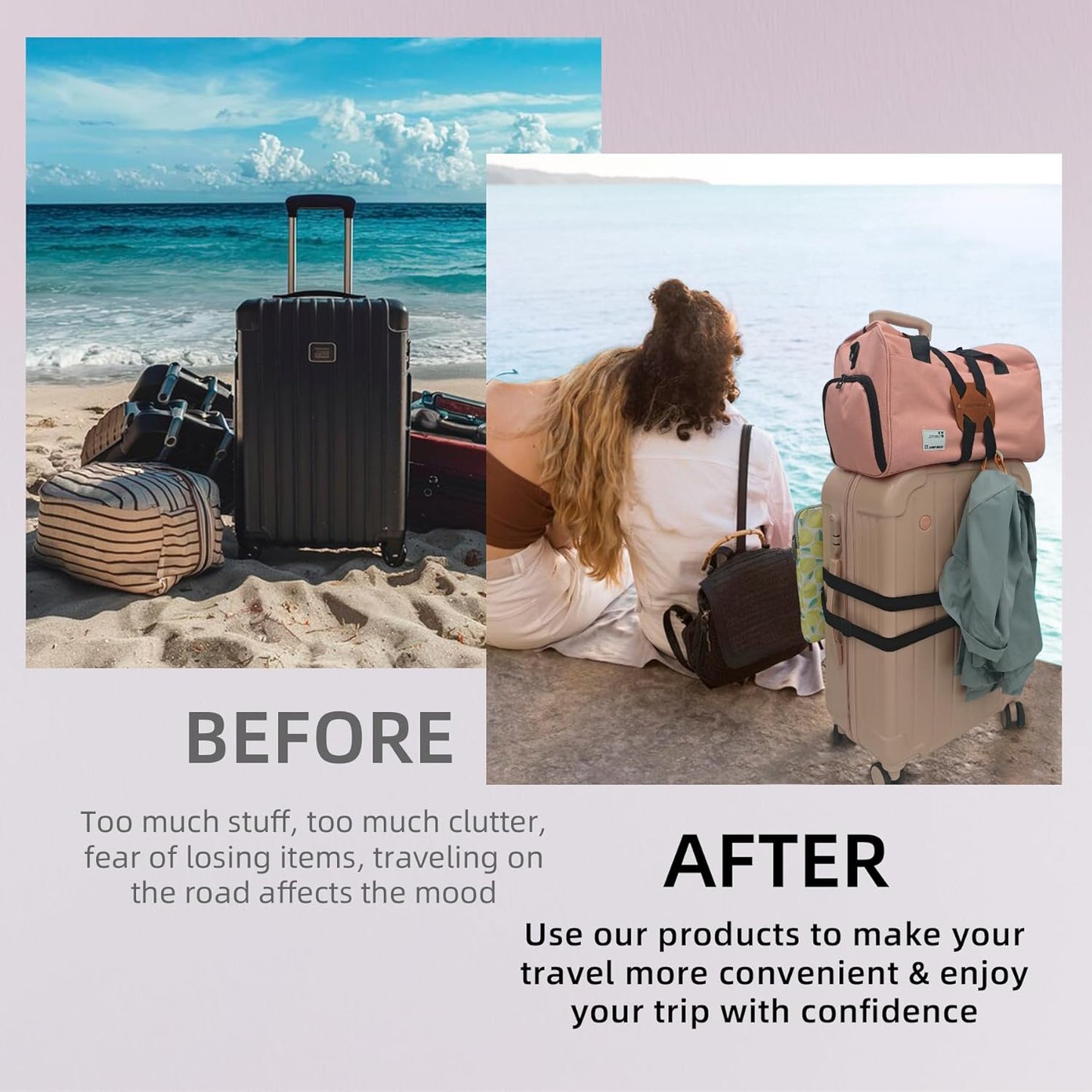 Luggage Straps for Suitcases,Luggage Straps Bag Bungees,Adjustable TSA-Approved – High Elastic Suitcase Belt for Securing Carry-On(2 Pack Brown)