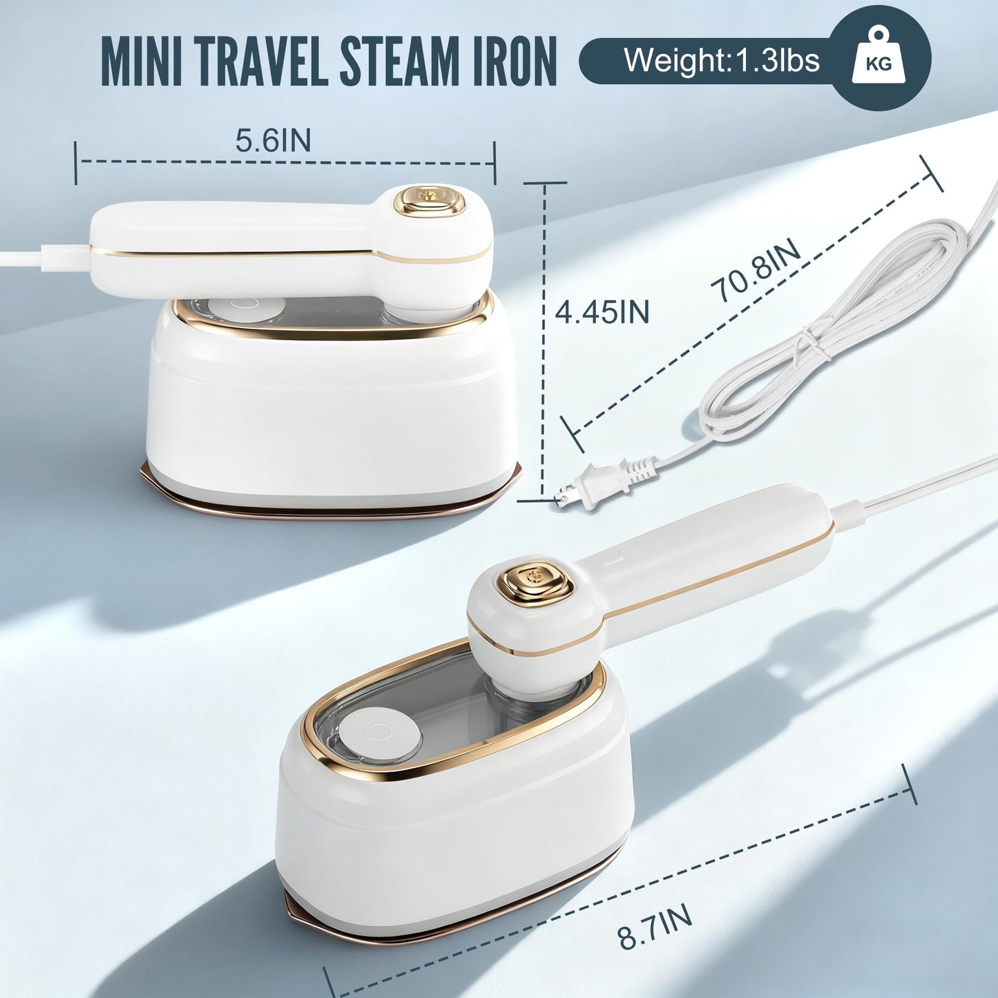 Travel Steamer for Clothes, 1200W Mini Travel Iron with Steam, Handheld Rotary Garment Iron