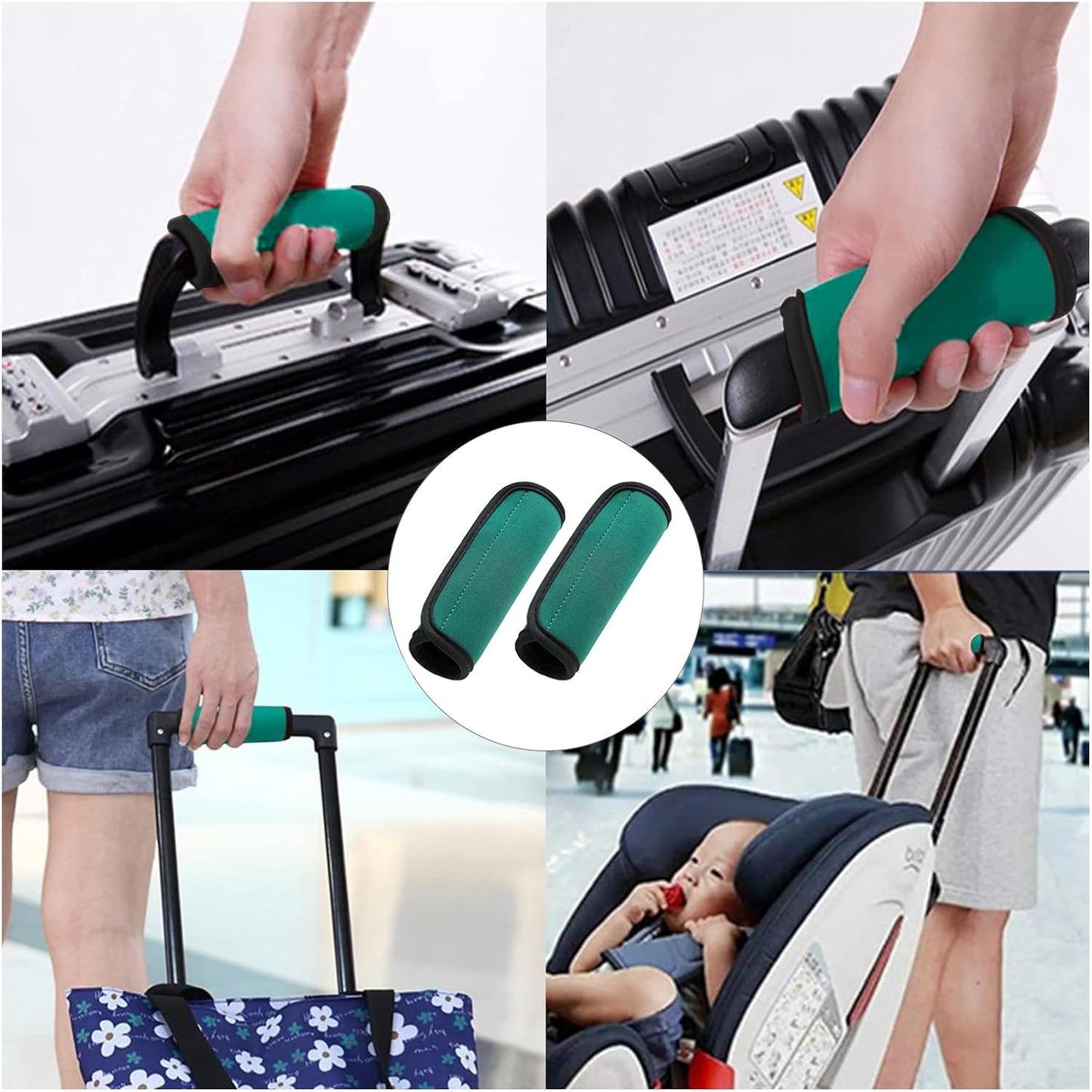 Luggage Handle Wraps, Soft Travel Bag Handle Cover, Padded Handle Grip, Suitcase Tags Identifiers