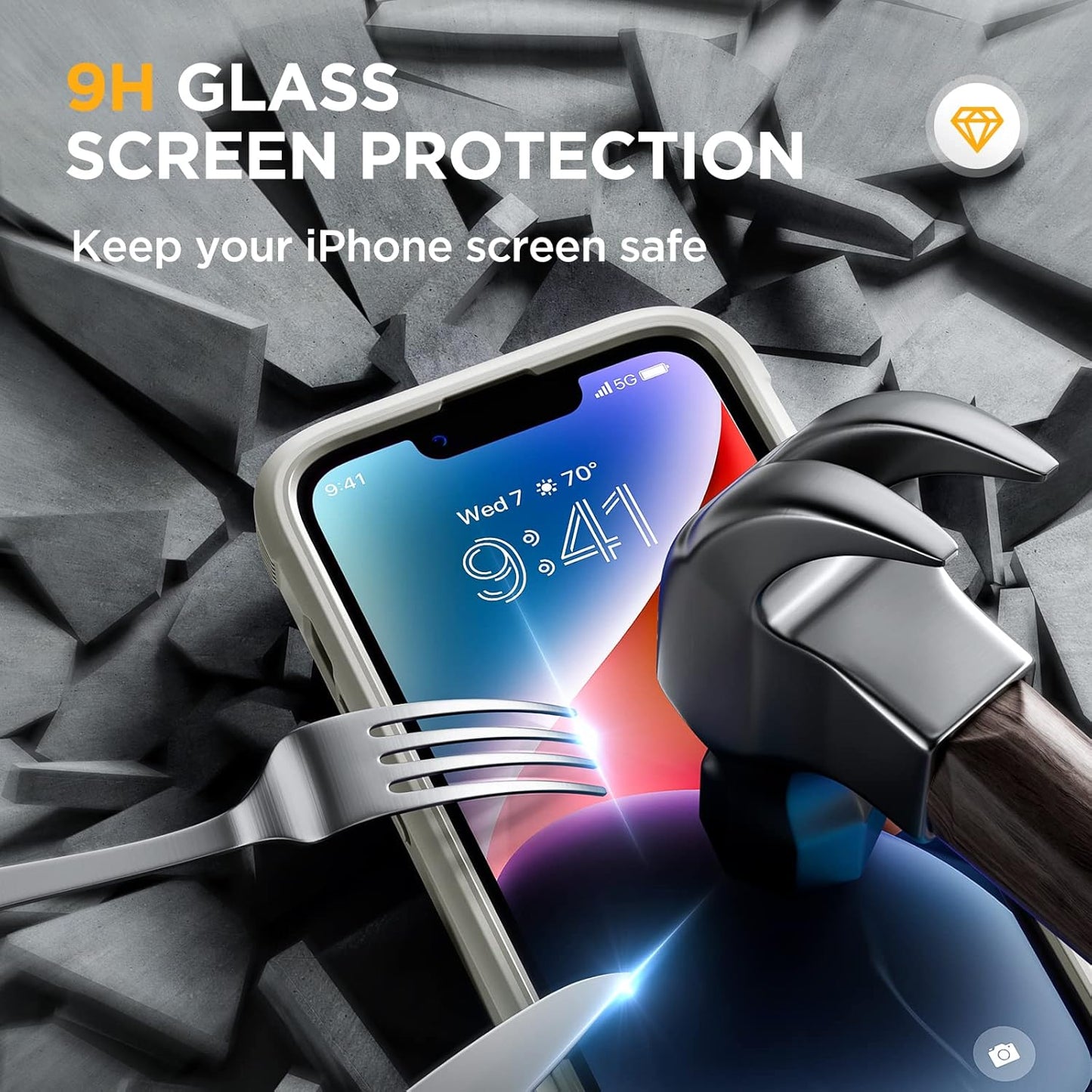 Miracase Glass Series Designed for iPhone 14 Plus Flip Case 6.7 inch, 2023 Upgrade Full-Body Clear Flip Case with Card Holder,White