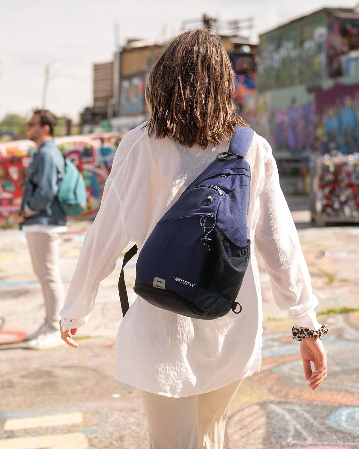 WATERFLY Sling Bag Crossbody Backpack: Over Shoulder Daypack Casual Cross Chest Side Pack (Large