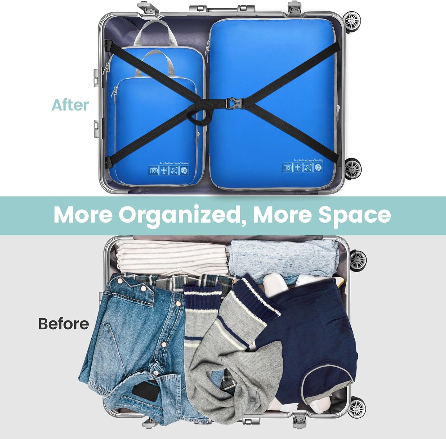 Cambond Compression Packing Cubes for Travel Women - Travel Bags Luggage Organizers Travel Essentials Compression Cubes for Travel Carry on Suitcases Organizer
