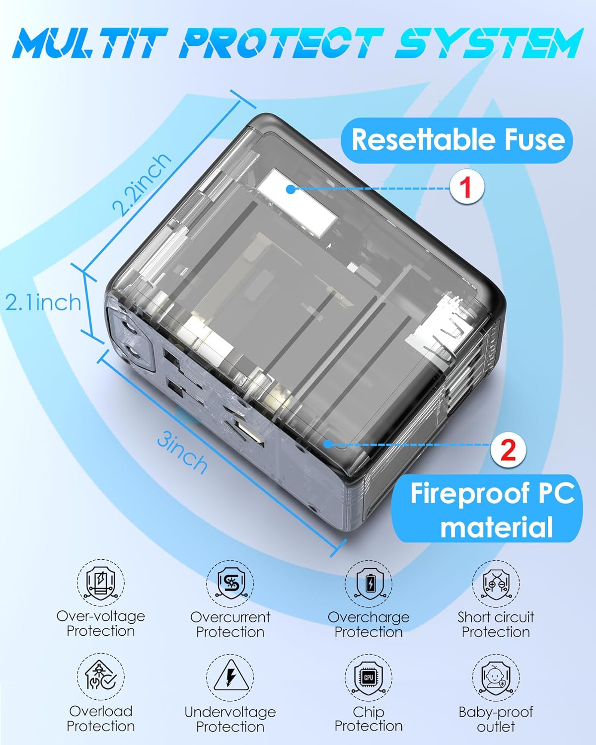 Universal Travel Adapter, 6.0A 30W 5 USB C/A Ports + AC Outlets International Power Adapter for All USB Devices, Type I C G A Plugs 110V 220V A/C, European Travel Plug Adapter for 200+ Countries