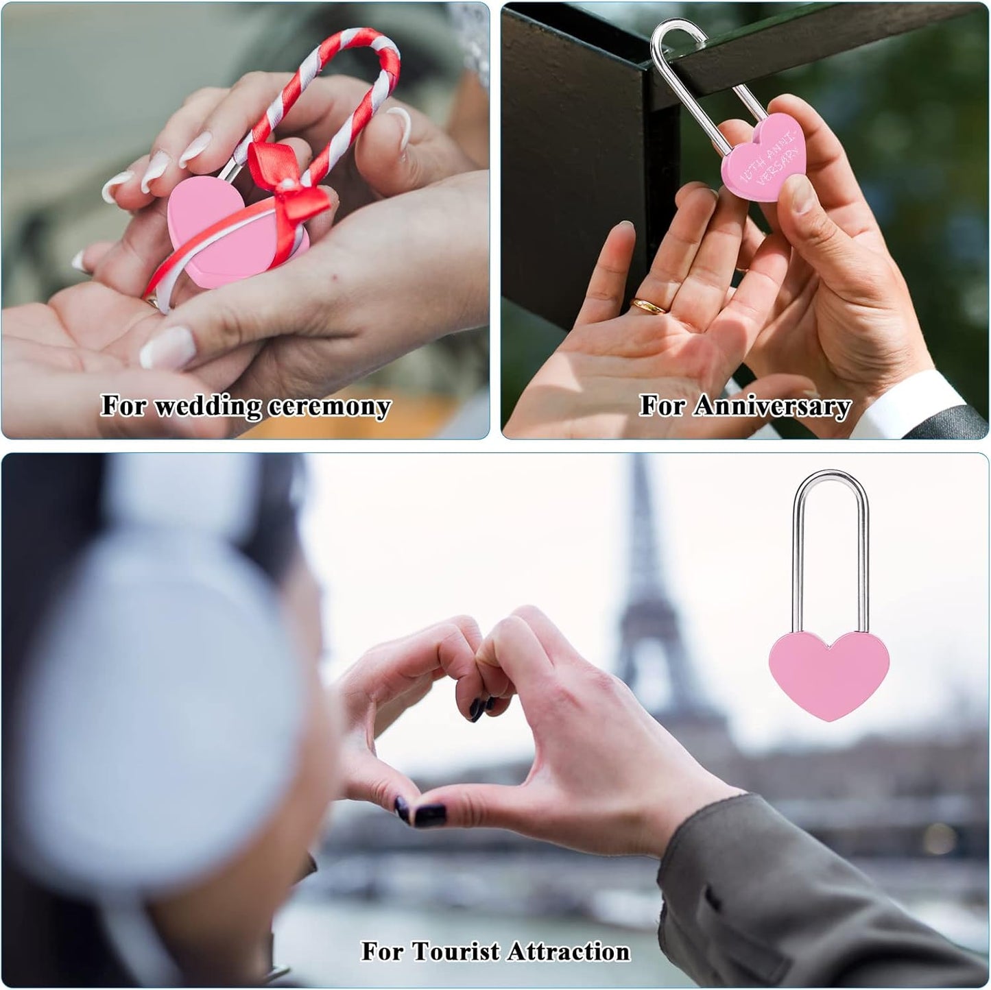 50PCS 3.5" 50mm Love Lock Heart Padlock,Pink Single Heart Wish Lock for Lovers Wedding,Valentines,Anniversary,Travel(NO Key)