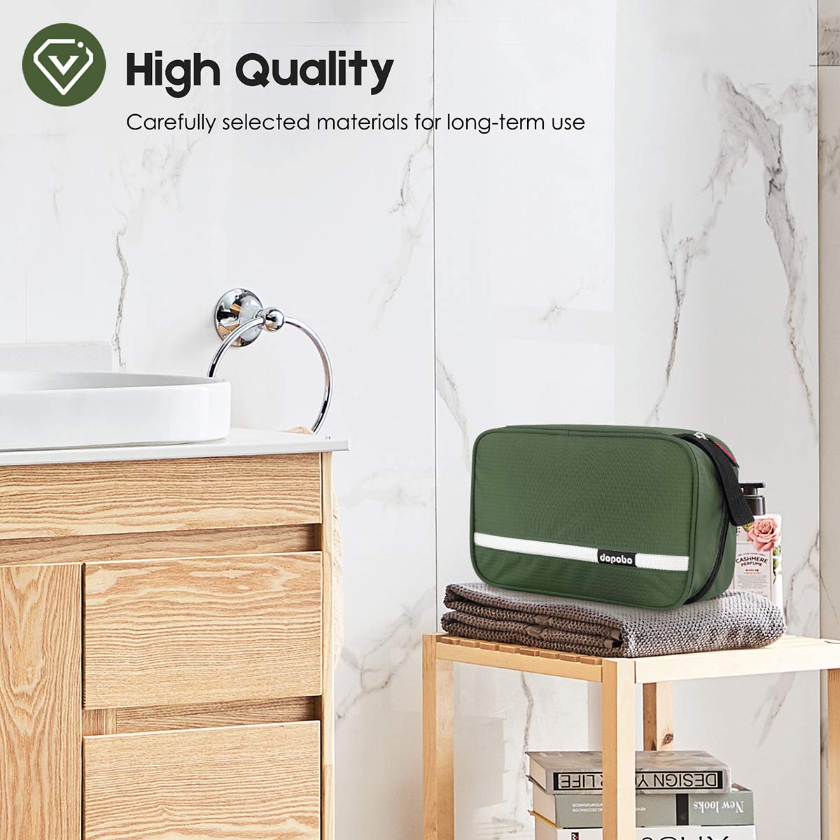 dopobo Travel Toiletry Bag, Dopp Kit Waterproof Makeup Bag Shaving Bag with Hanging Hook, Portable