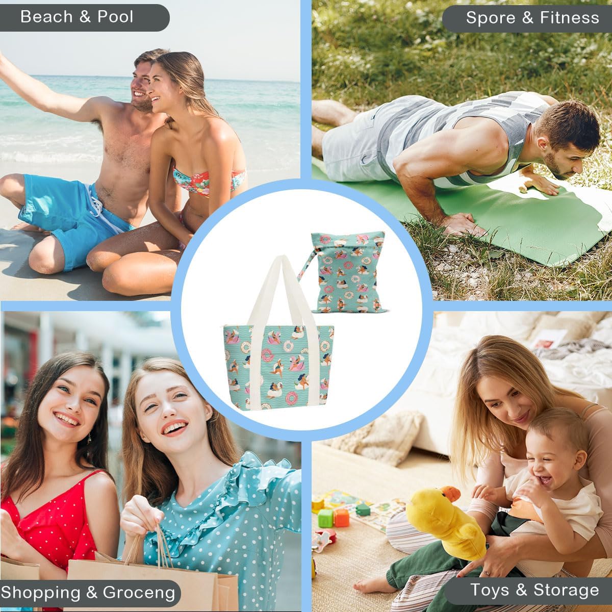 ENGVZ Beach Bag Wet Bag Waterproof Sandproof Women Beach Tote for Friends Travel Gifts Vacation Essential Friendship Gifts