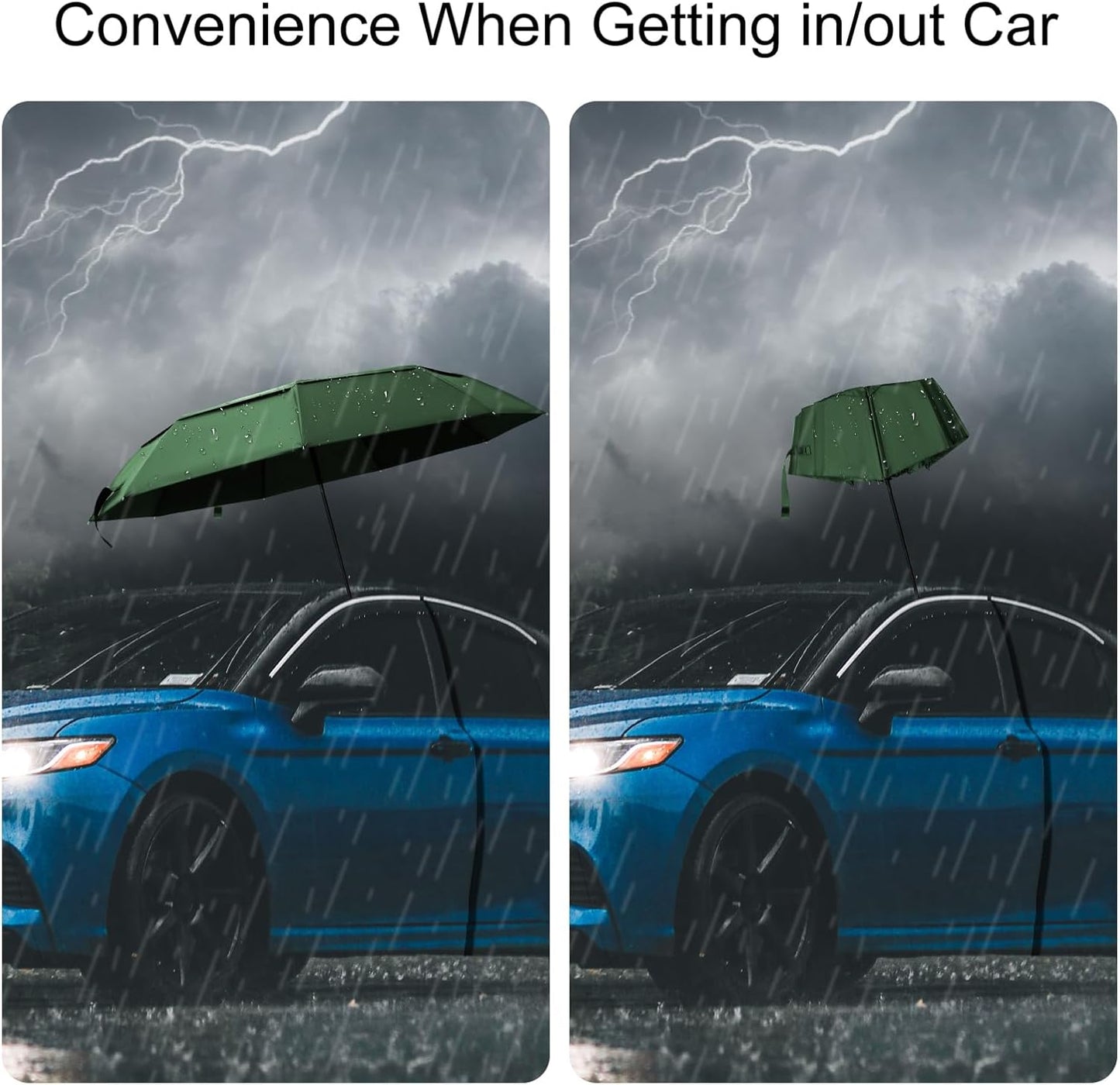 TradMall Travel Umbrella, 42/45 Inches Double Vented Canopy Windproof Automatic Strong Compact Folding Umbrellas for Rain Women and Men