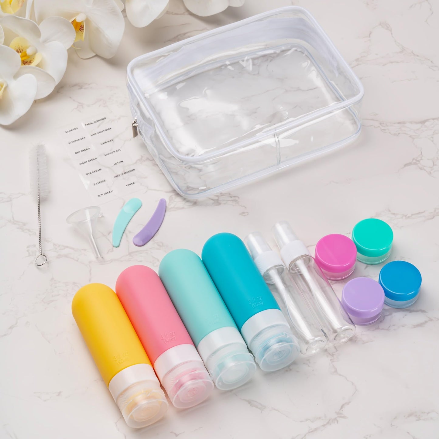 16pack Travel Bottles for Toiletries, TSA Approved LeakProof Squeezable Silicone Toiletry
